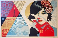 Sérigraphie Shepard Fairey « Open Minds » (esprits ouverts) - Obey Giant Contemporain Anti-Fracking 