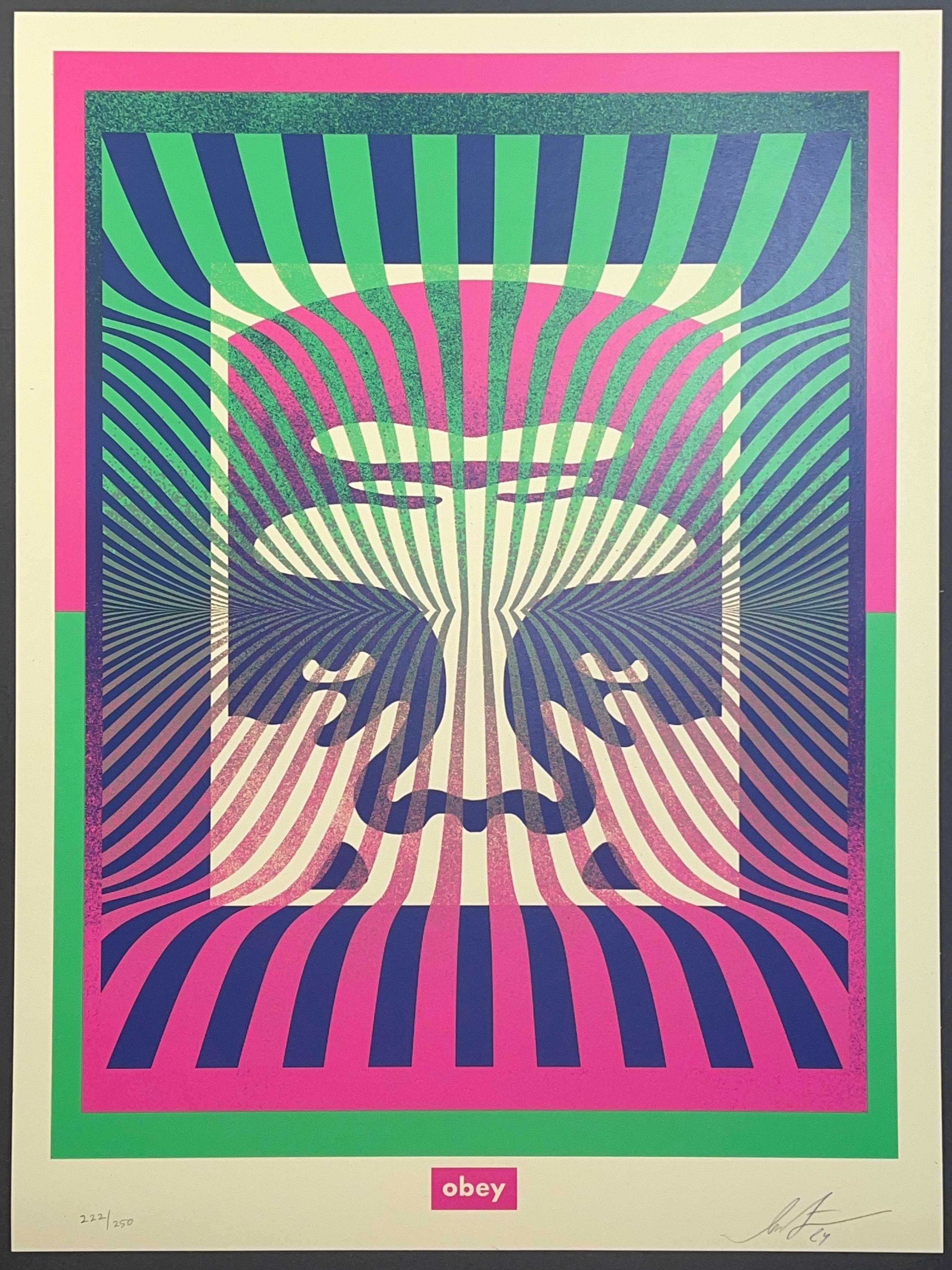 Shepard Fairey Screenprint Opt-Art Green Gradient Street Contemporary Art Obey  For Sale 3