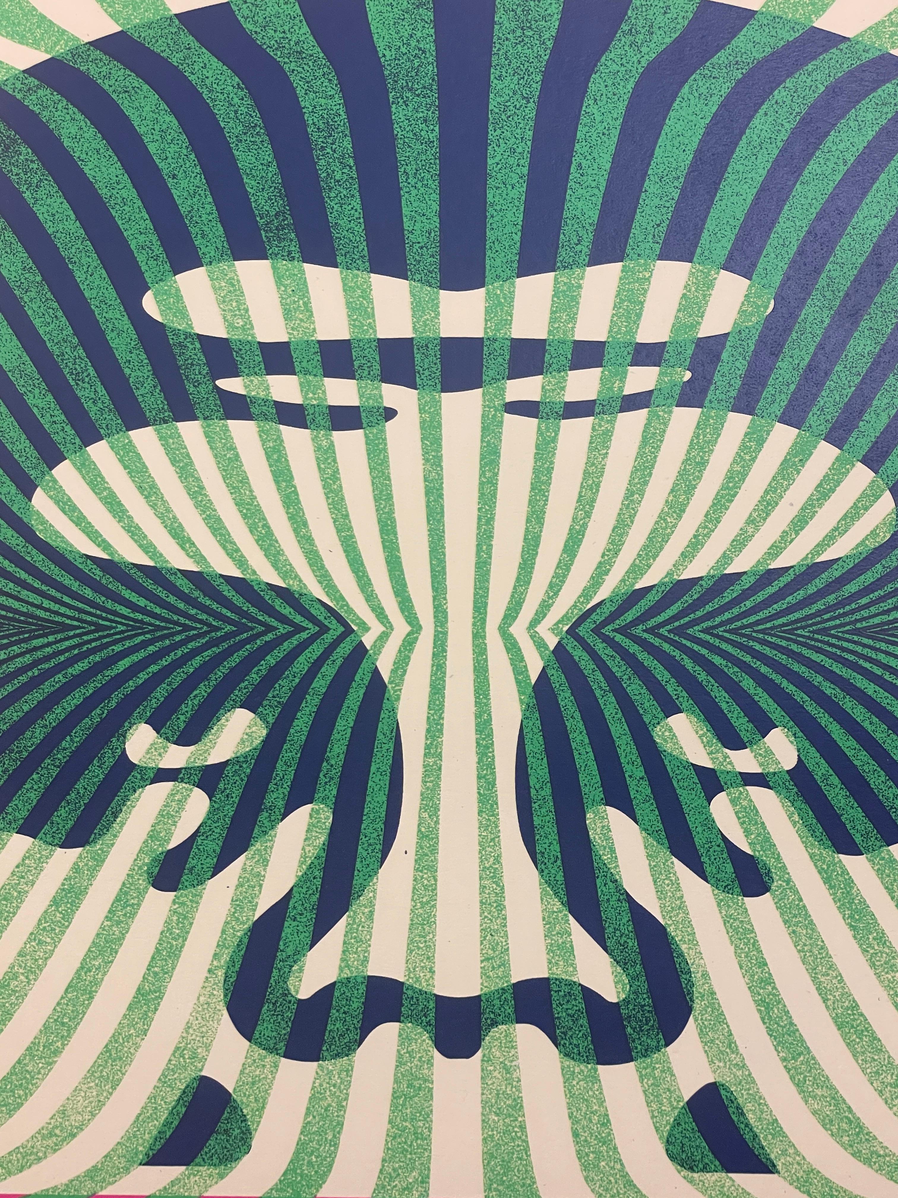 Shepard Fairey Screenprint Opt-Art Green/Pink Street Contemporary Art Obey Giant For Sale 8