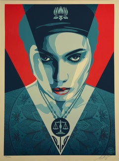 Shepard Fairey Signed Oil Lotus Woman Red Edition Street Art Contemporary Obey