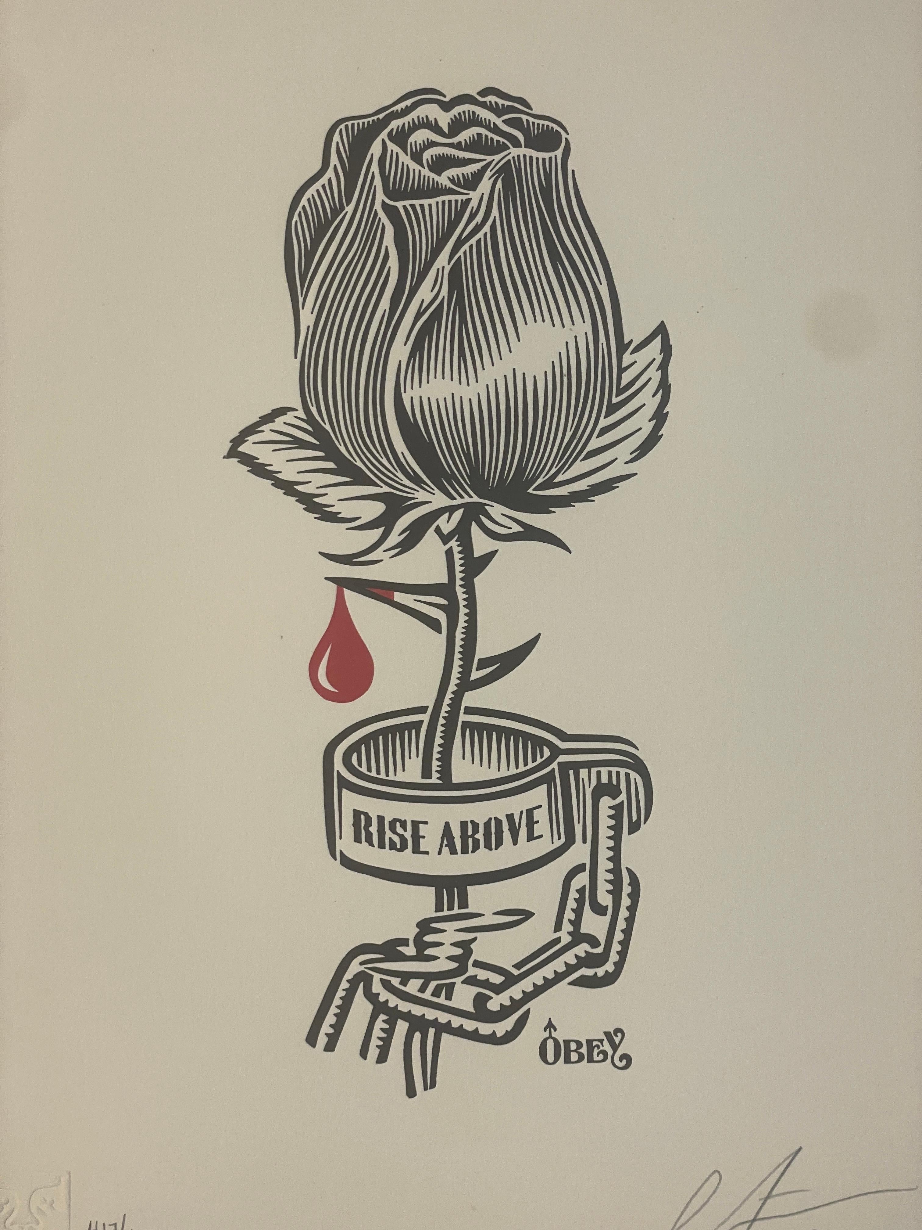 Shepard Fairey Stencil Letterpress Rose Shackle Serigrafia Contemporary Street in vendita 3