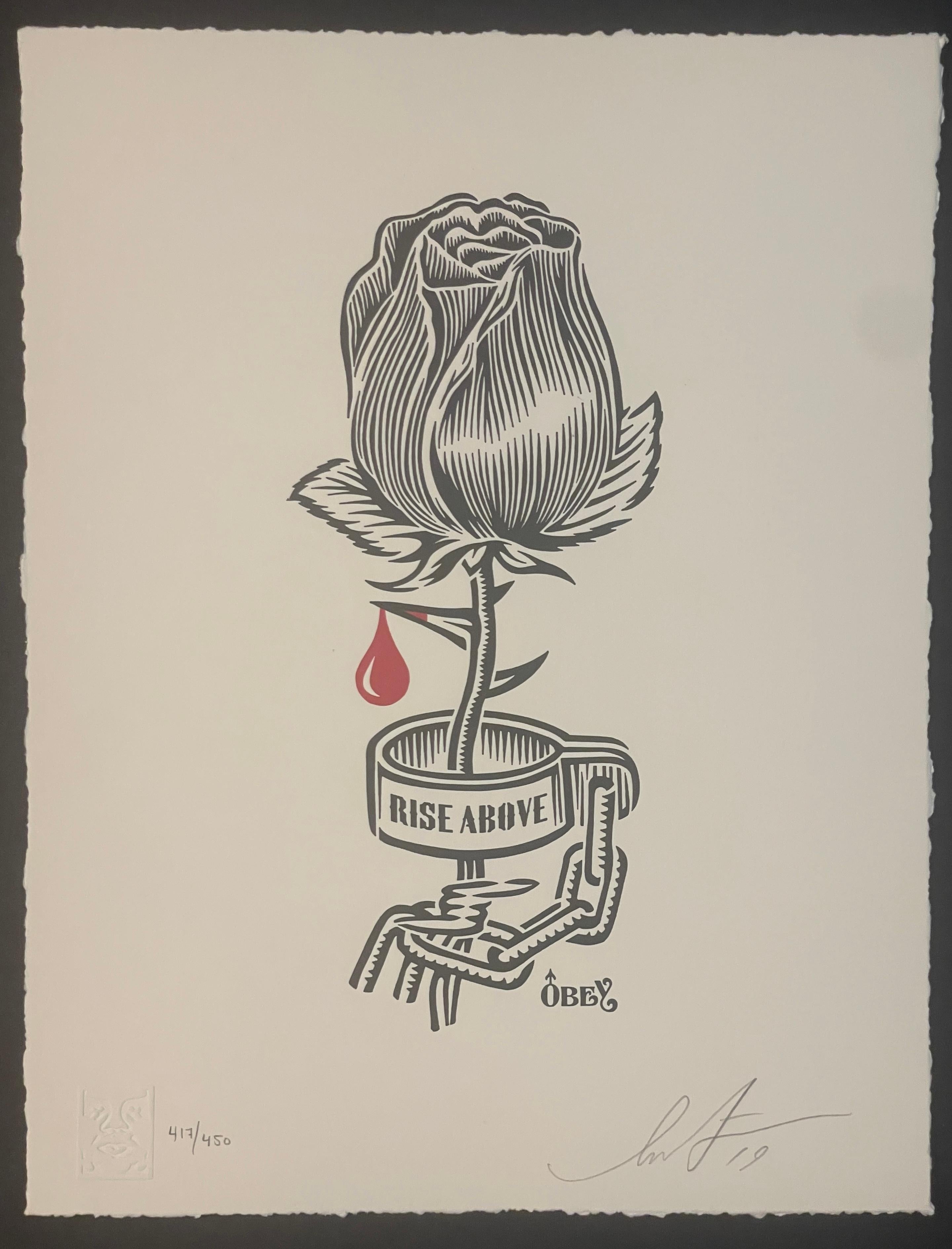 Shepard Fairey Stencil Letterpress Rose Shackle Serigrafia Contemporary Street in vendita 4