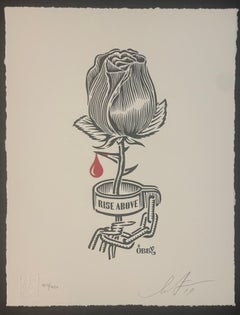 Shepard Fairey Stencil Letterpress Rose Shackle Serigrafia Contemporary Street