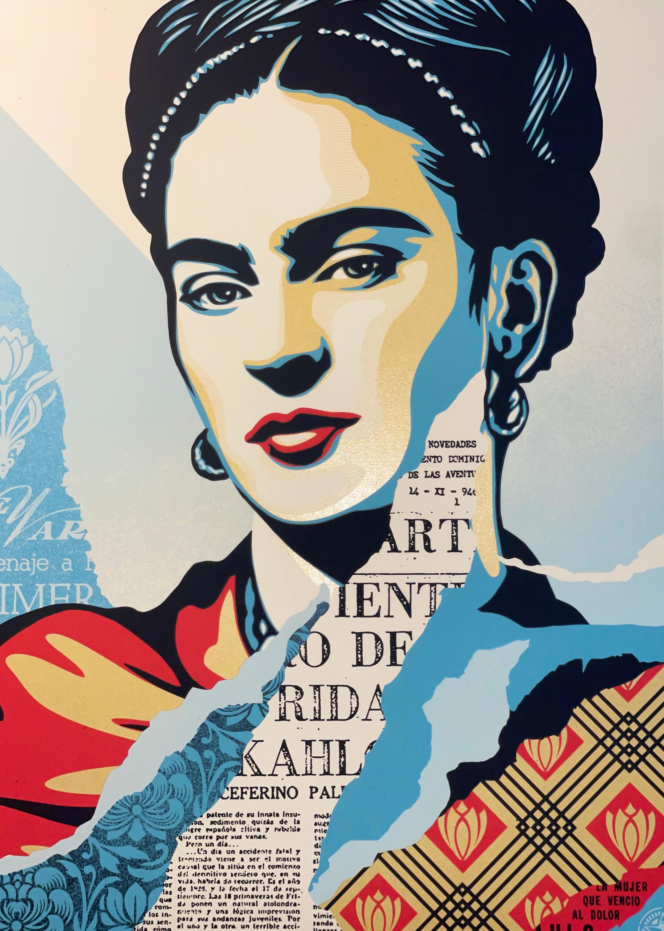 Shepard Fairey „Die Frau, die den Schmerz besiegt hat“ Frida Kahlo Siebdruck  im Angebot 2