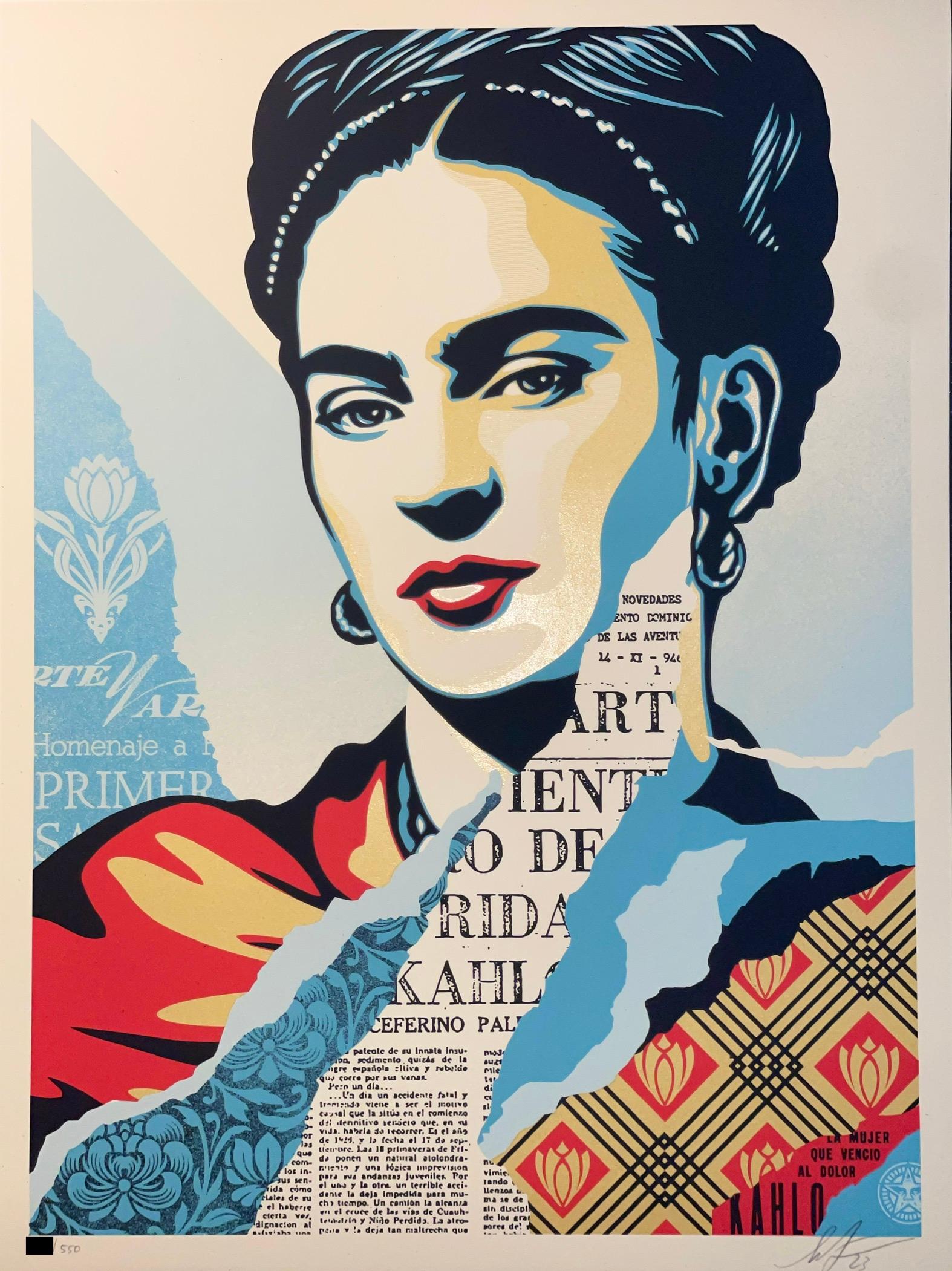 TITLE:
Shepard Fairey "The Woman Who Defeated Pain" Frida Kahlo Silkscreen Print Contemporary Art
YEAR:
2023
CLASSIFICATION:
Limited edition
MEDIUM TYPE:
Print
MEDIUM/MATERIALS:
Fine Art Cream Speckletone Paper with Gold Metallic