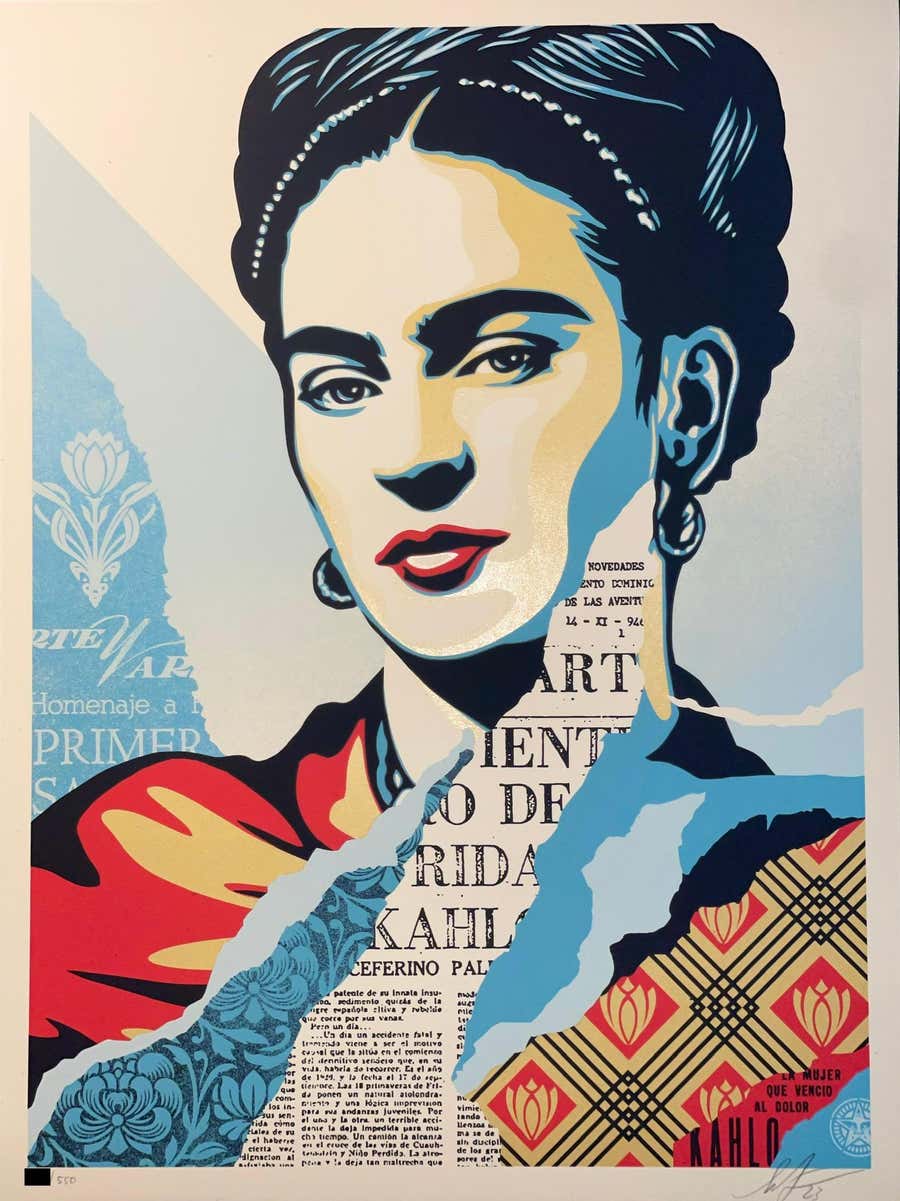 Shepard Fairey "The Woman Who Defeated Pain" Frida Kahlo Silkscreen Print