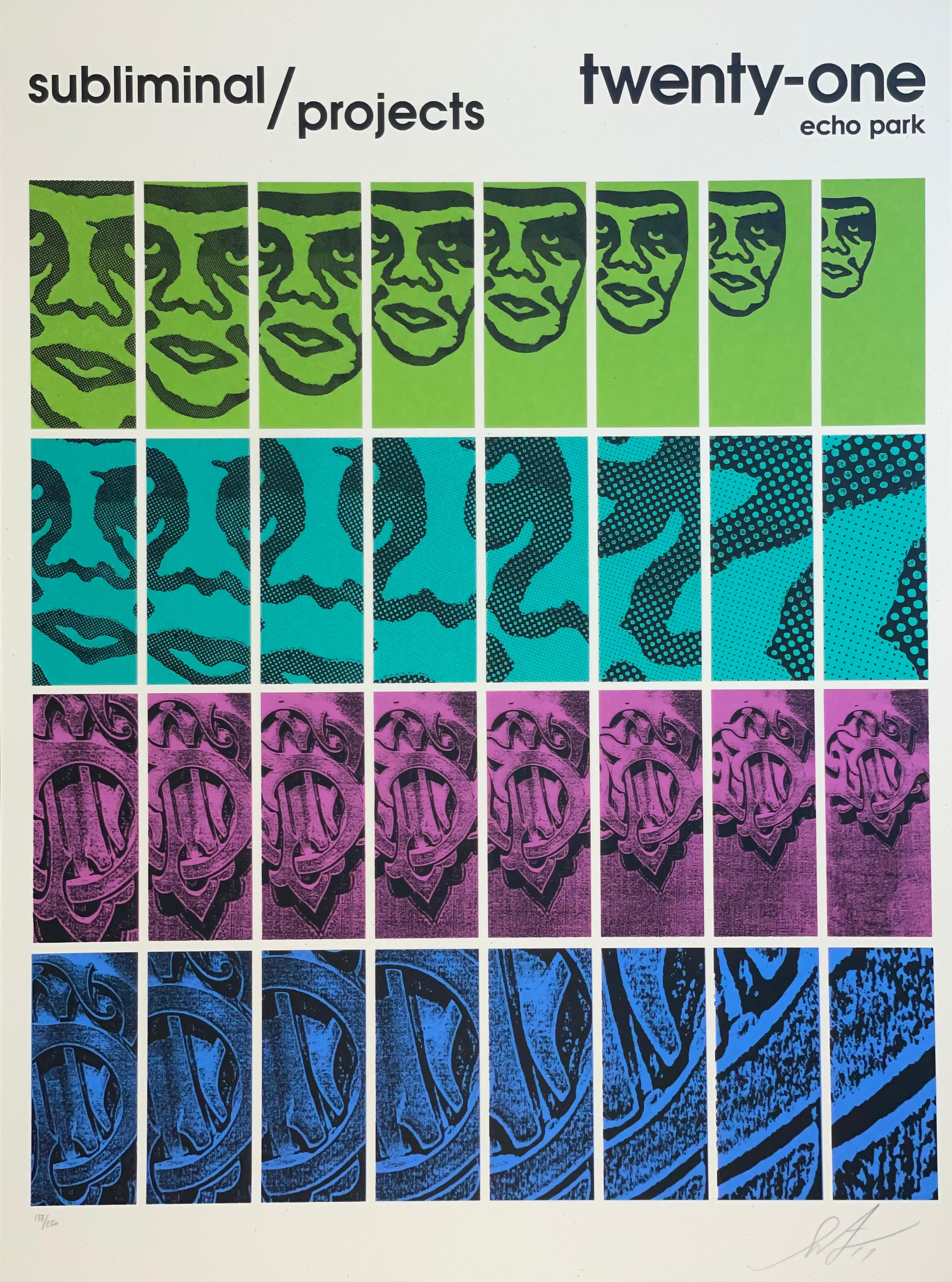 Shepard Fairey TWENTY-ONE Print Obey Giant Studio Number One Echo Park Urban Art For Sale 4