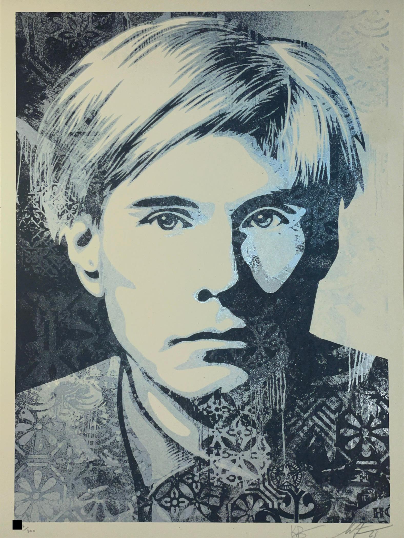 Shepard Fairey Warhol Collage Sérigraphie Art de rue contemporain Silver Edition