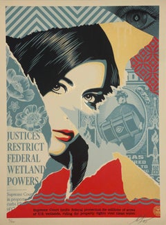 Shepard Fairey Serigrafía con tintas metálicas doradas de Wetland Power's Street