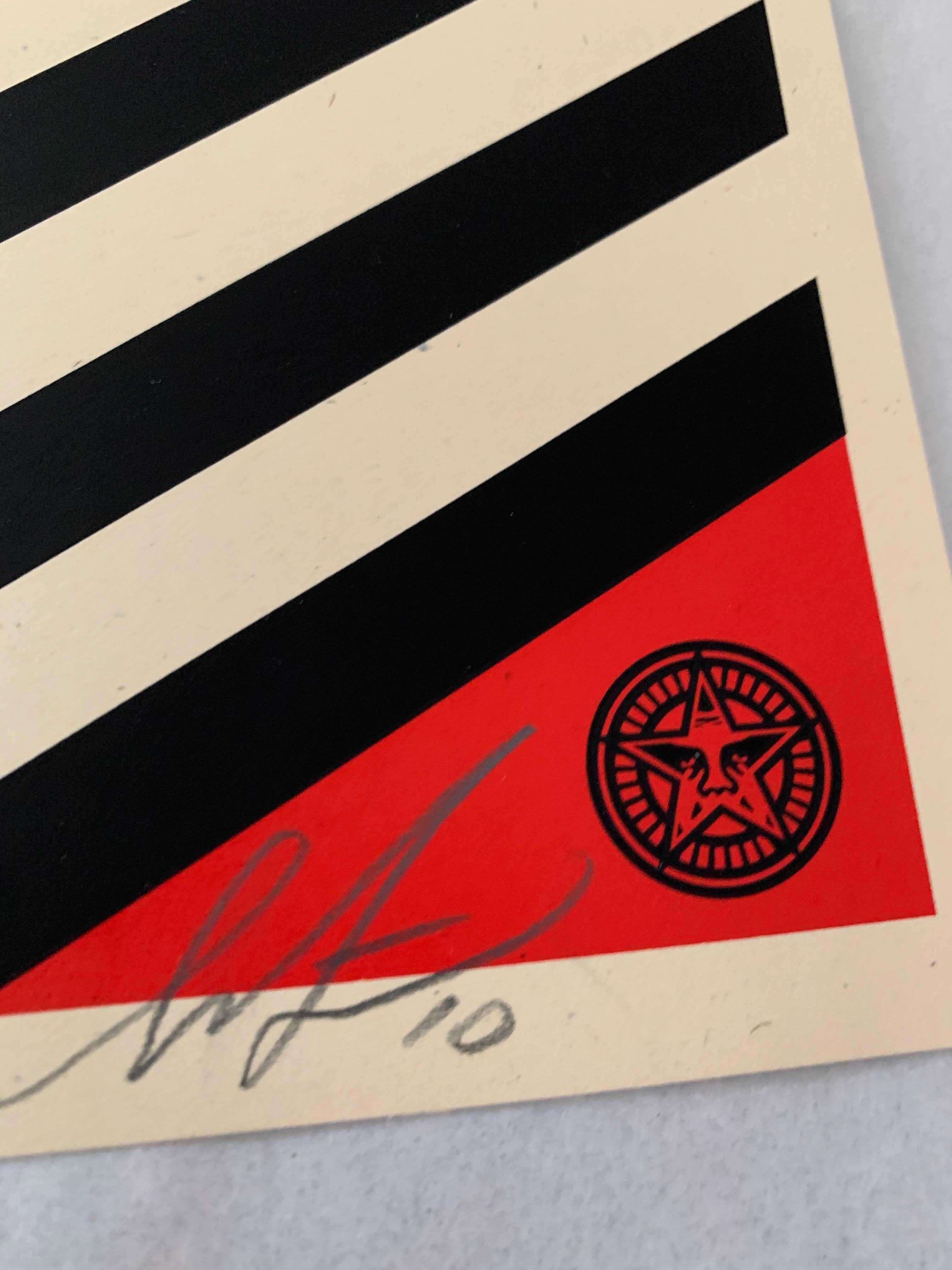Signed and Numbered Small Mayday Flag screenprint from 2010 - Beige Figurative Print by Shepard Fairey