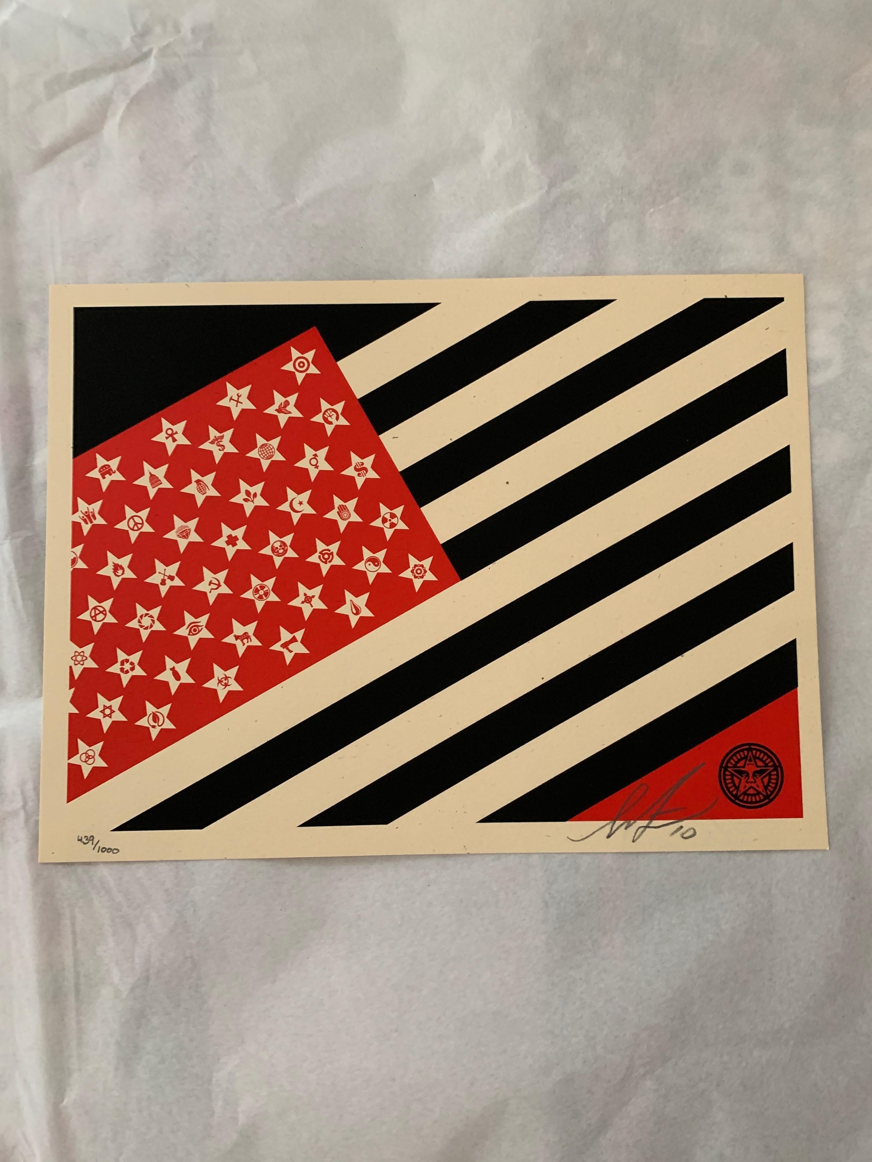 Shepard Fairey Figurative Print - Signed and Numbered Small Mayday Flag screenprint from 2010