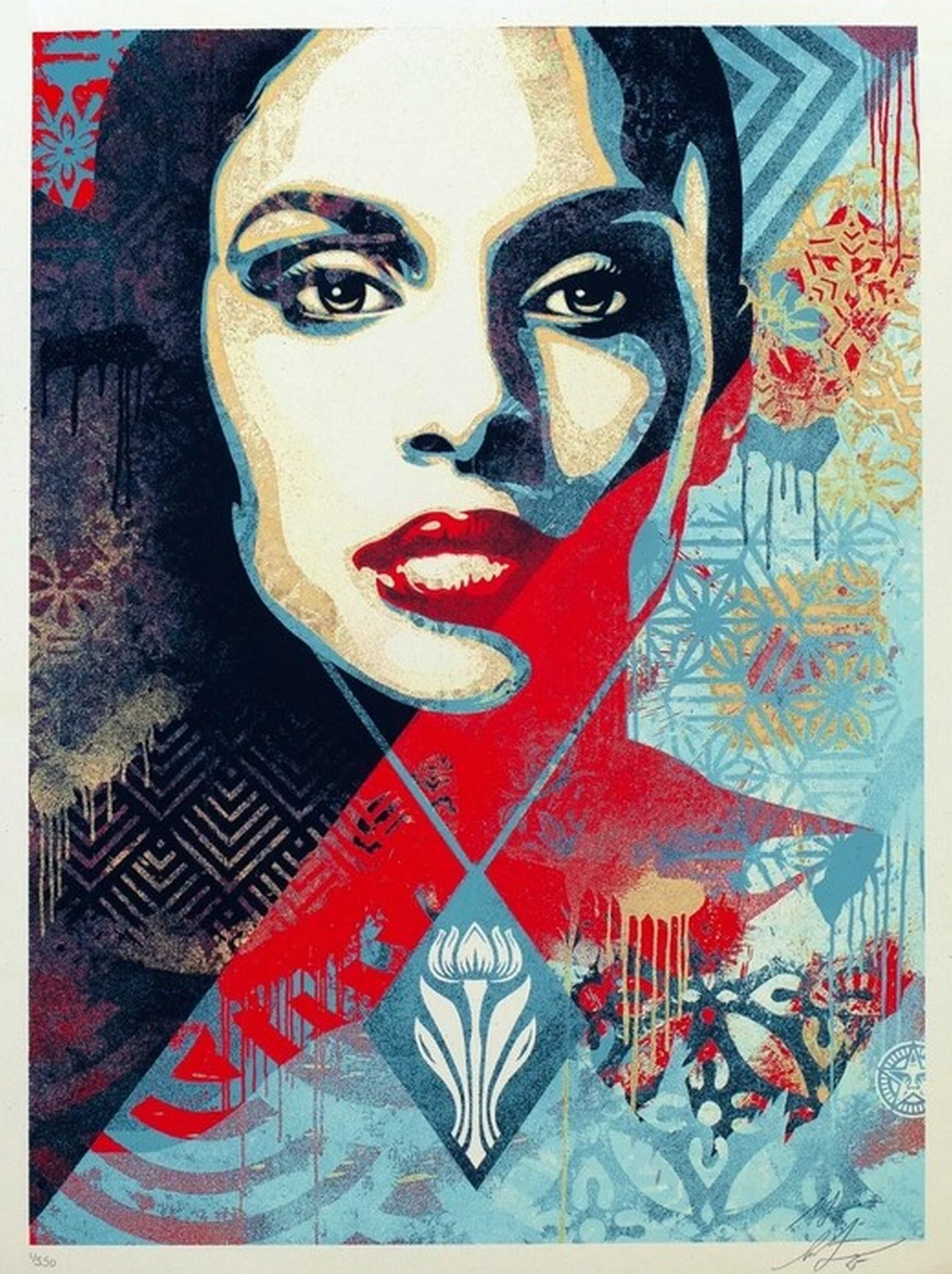 Shepard Fairey Portrait Print - Spring Forth (Renewal, Growth, Rebirth, Symbolism)