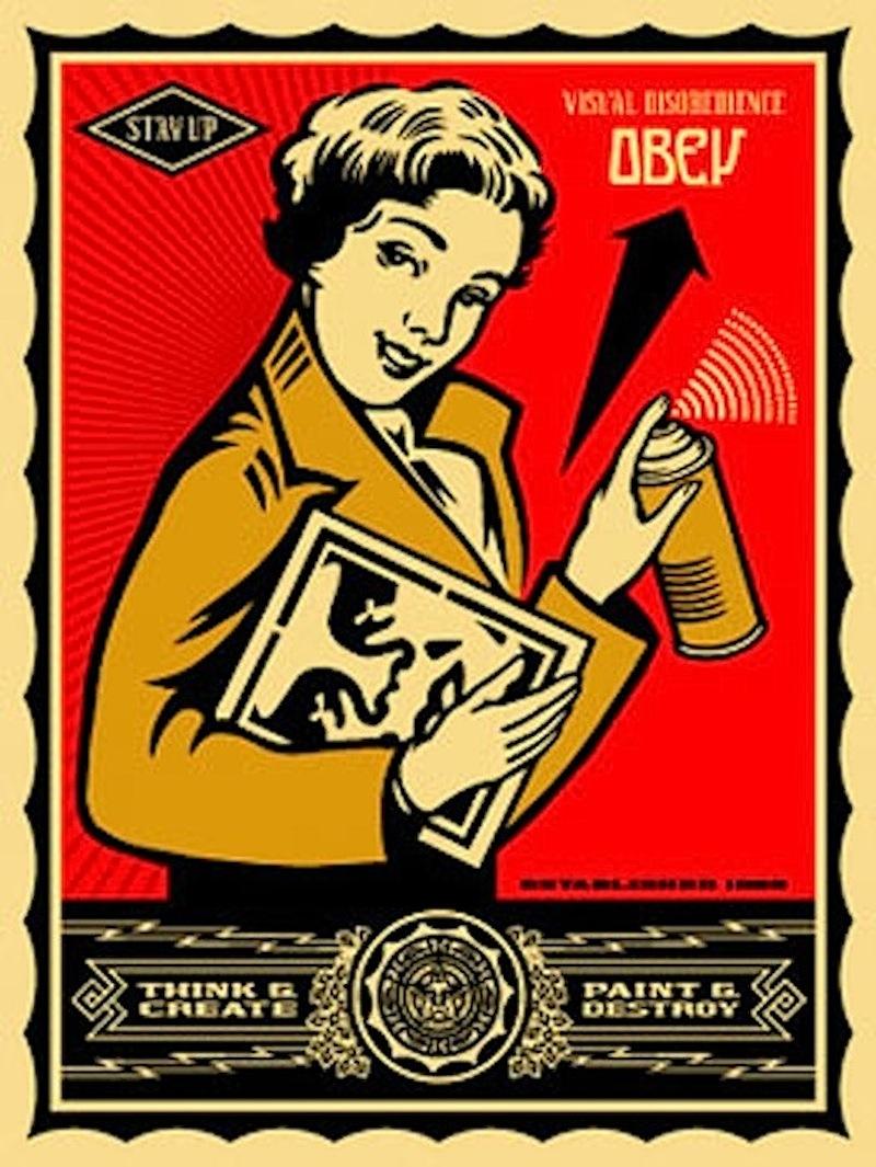 Stay Up Girl - Print by Shepard Fairey