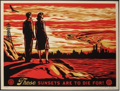 "Sunset to Die For, 2007" SIGNED Screenprint in Colors on Speckled Paper