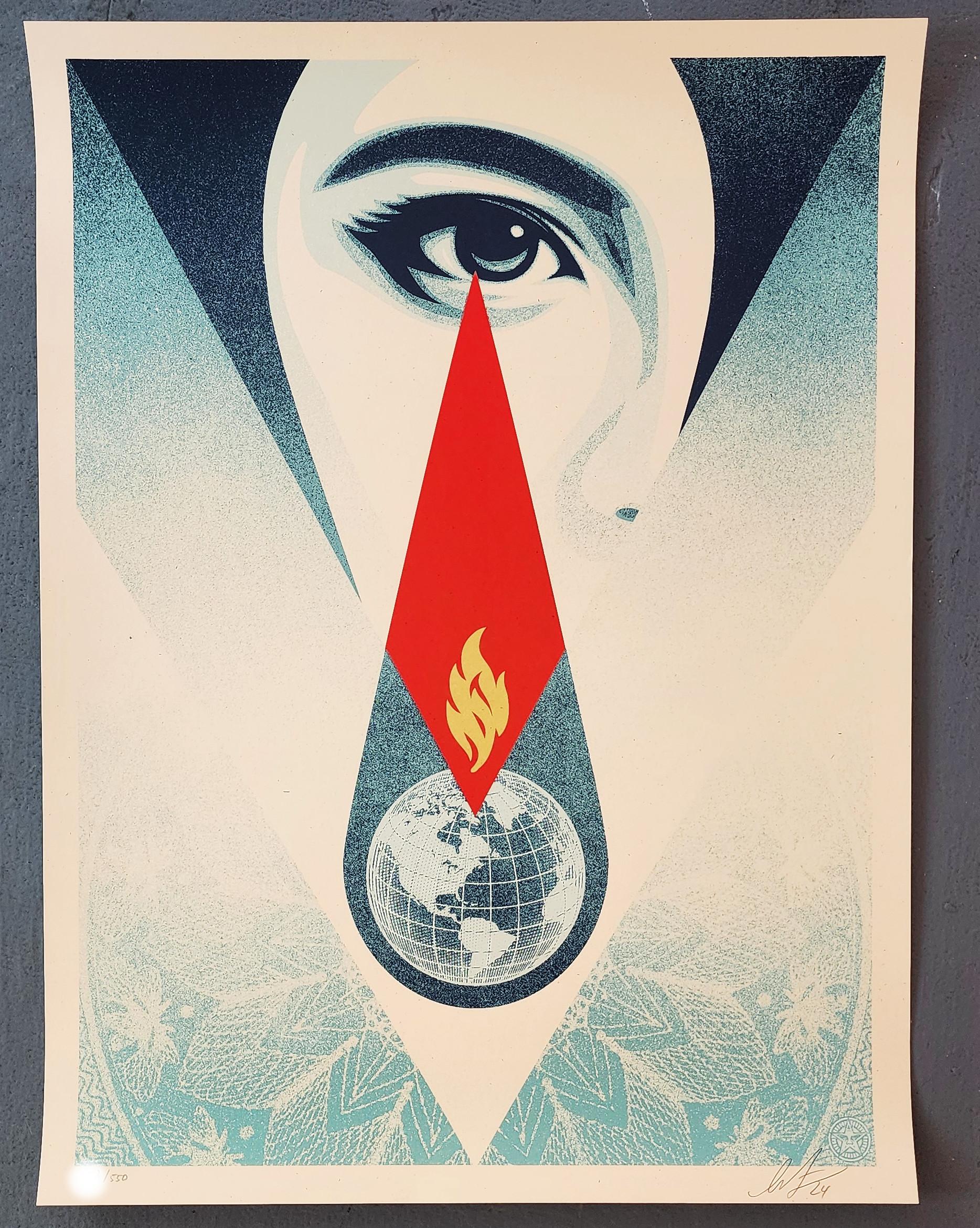 Tear Flame (Mother Earth, Rebellious, Defiant, Guilt, ~30% OFF - LIMITED TIME) - Contemporary Print by Shepard Fairey