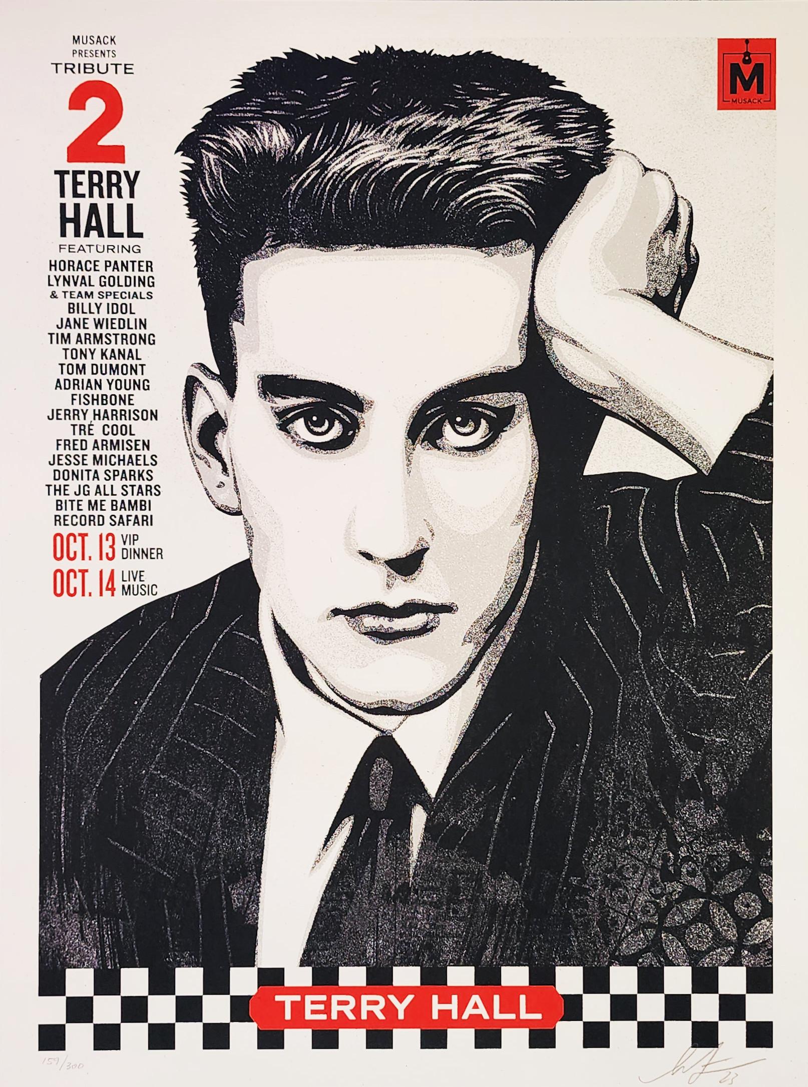 Shepard Fairey Figurative Print - Terry Hall Tribute - Musack Edition (The Specials, Operation Ivy, Fishbone)