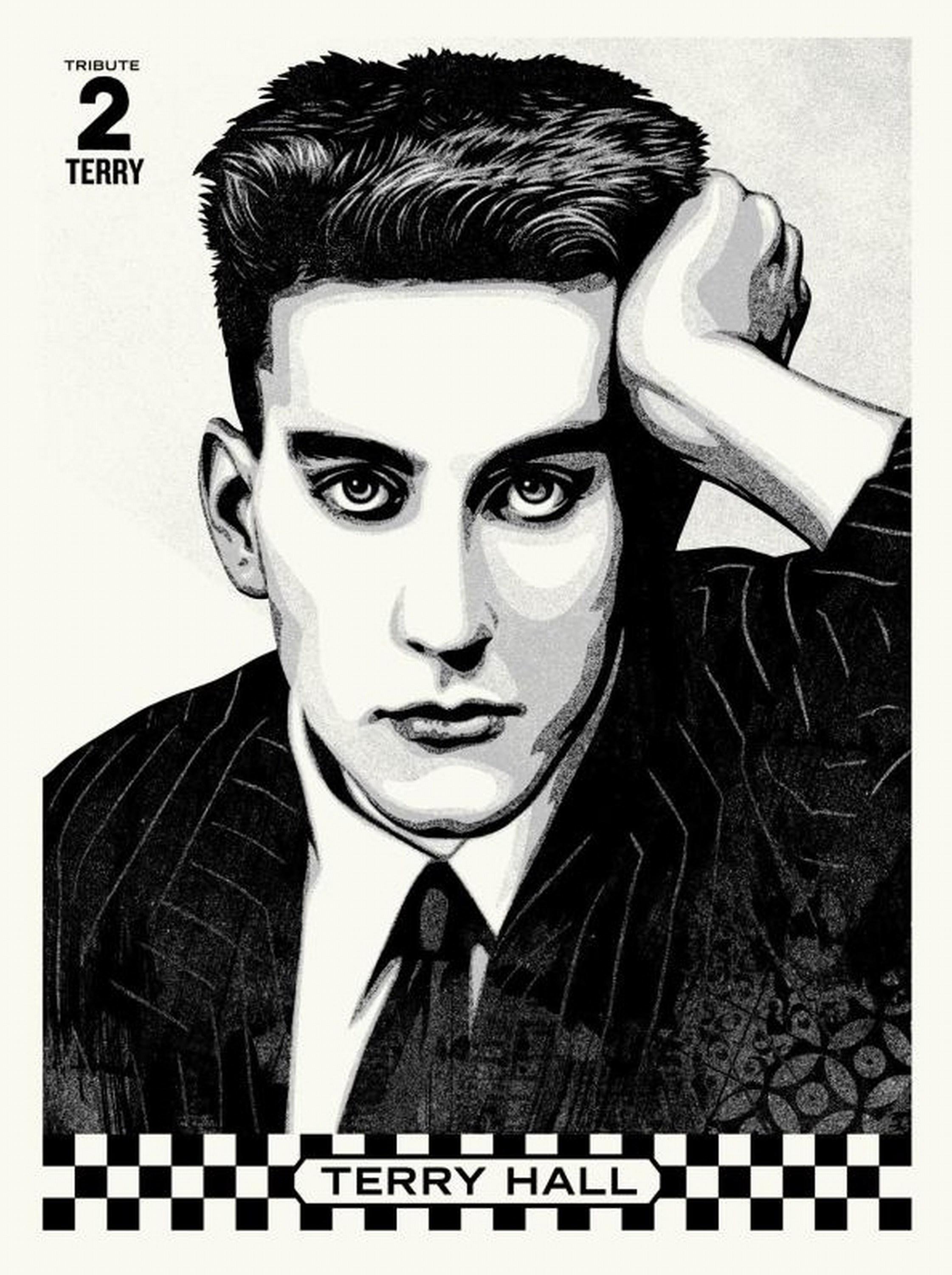 Shepard Fairey Portrait Print - Terry Hall Tribute (Ska Punk Icon, Legacy, Chalkie Davies, MESSAGE FOR PRICE)