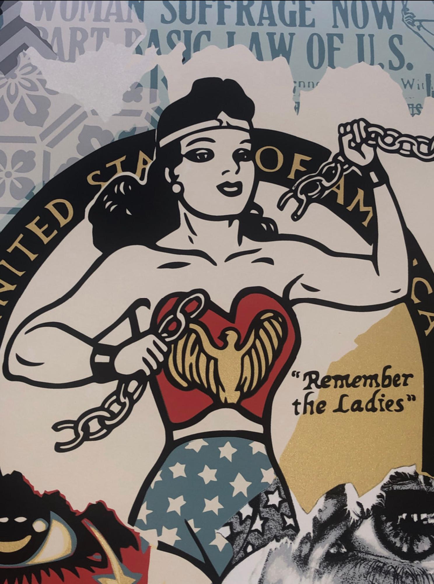 Una stampa Fine Art in edizione limitata del murale che Shepard Fairey X Sandra Chevrier hanno creato per celebrare il 100° anniversario del passaggio del 19° emendamento che ha dato il diritto di voto ad alcune donne.

Firmato e numerato da