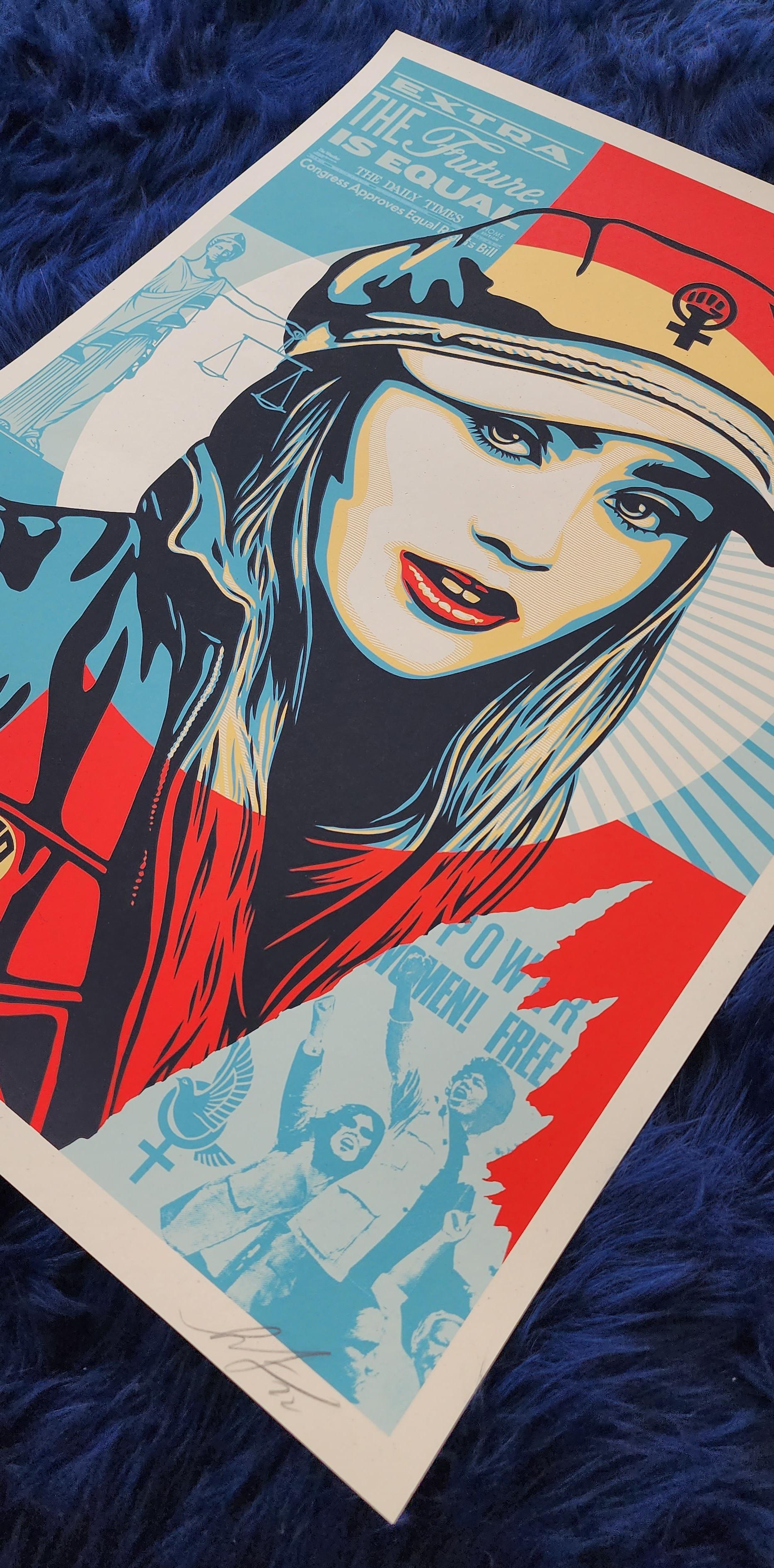 The Future Is Equal (Iconic, ERA, women’s rights, gender equality) - Beige Portrait Print by Shepard Fairey