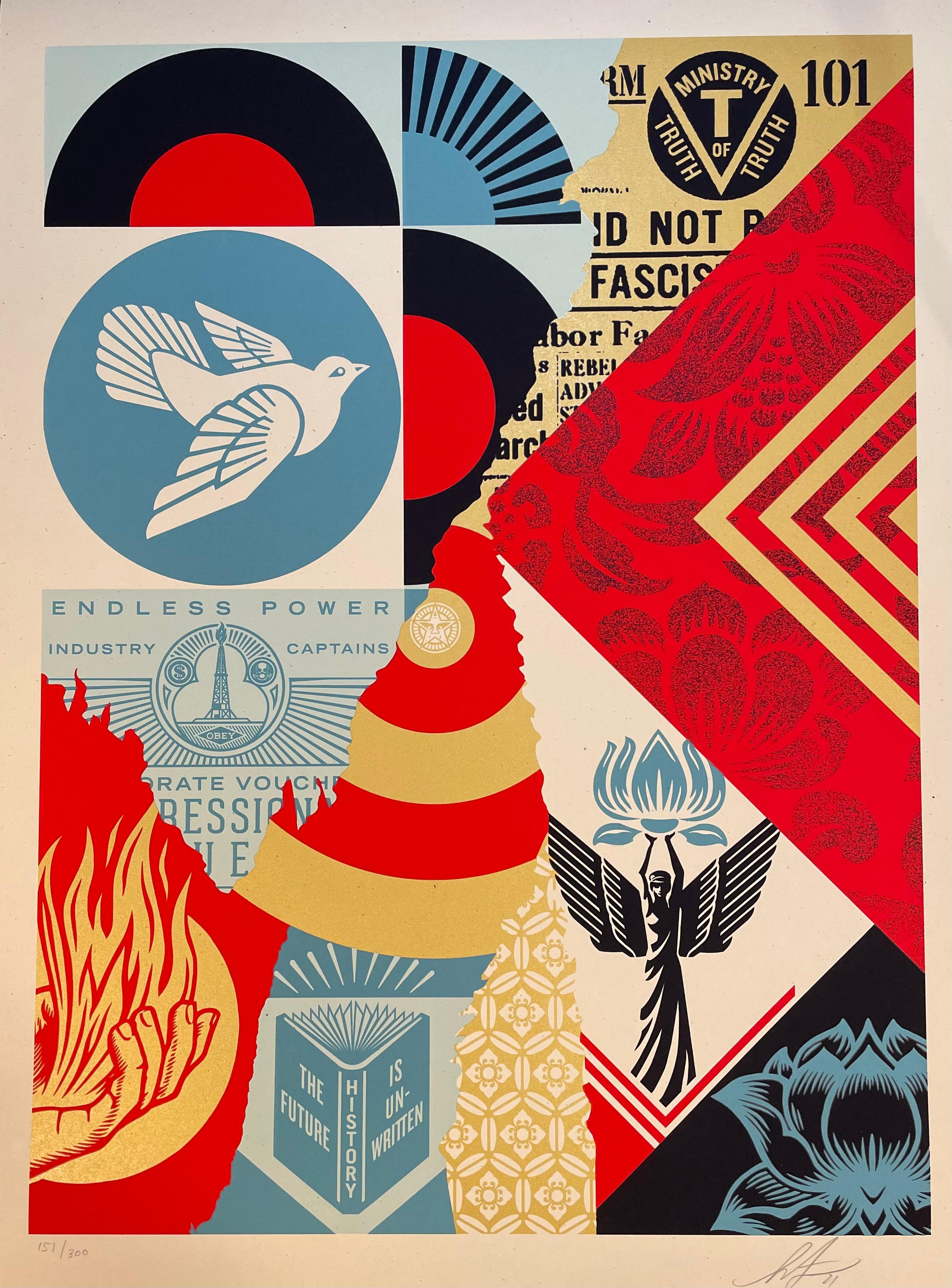 The Future is Unwritten Collage Shepard Fairey Screen Print Obey Giant 