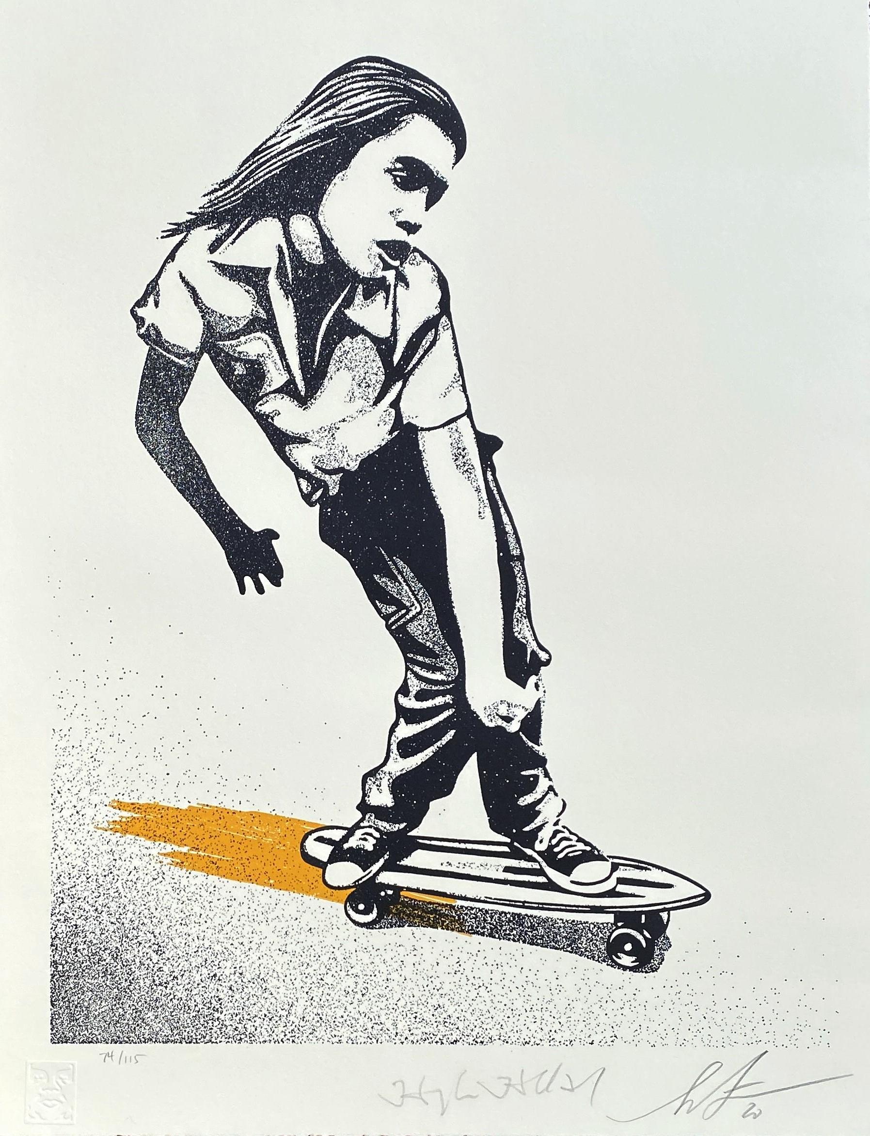 Shepard Fairey Figurative Print - The Skater - Original Screenprint Handsigned Numbered /115 