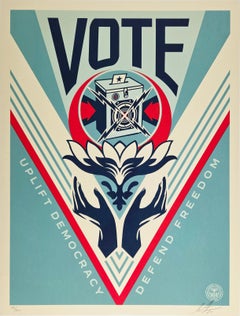 Uplift Democracy, Künstler für Demokratie, Shepard Fairey, Zeitgenössischer Druck