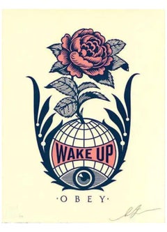 Wake Up Earth, Letterpress Print on Cream Cotton Paper, 2020 by Shepard Fairey