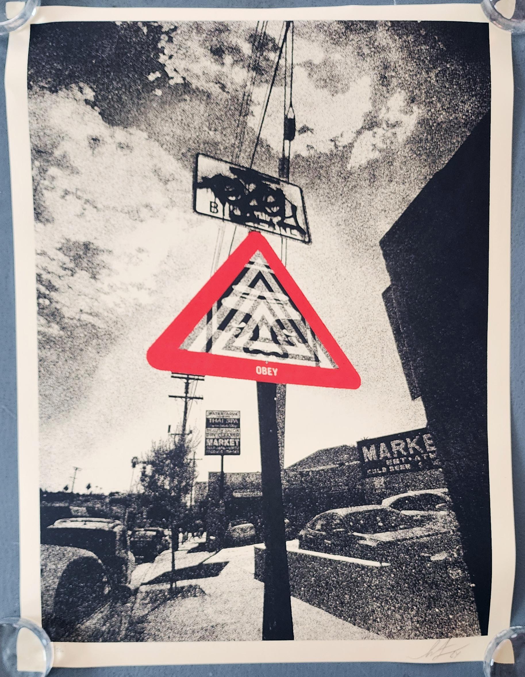 Shepard Fairey
Warning Sign (Disrupt, Provoke, Don’t Ignore the Warning Signs)
Screen print on thick cream Speckletone paper
Year: 2024
Size: 24x18 inches
Edition: 550
Signed, dated and numbered by hand
COA provided

Tags: Disrupt, Provoke, Don’t