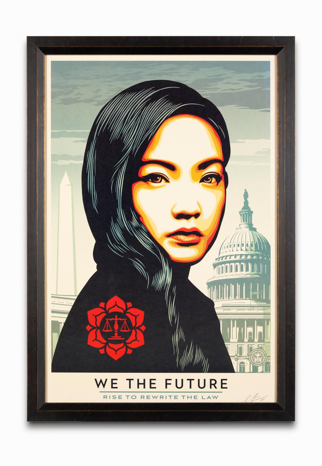 Shepard Fairey Figurative Print - Shepard Fairy "We The Future - Rise to Re ....." Silkscreen Signed and Dated