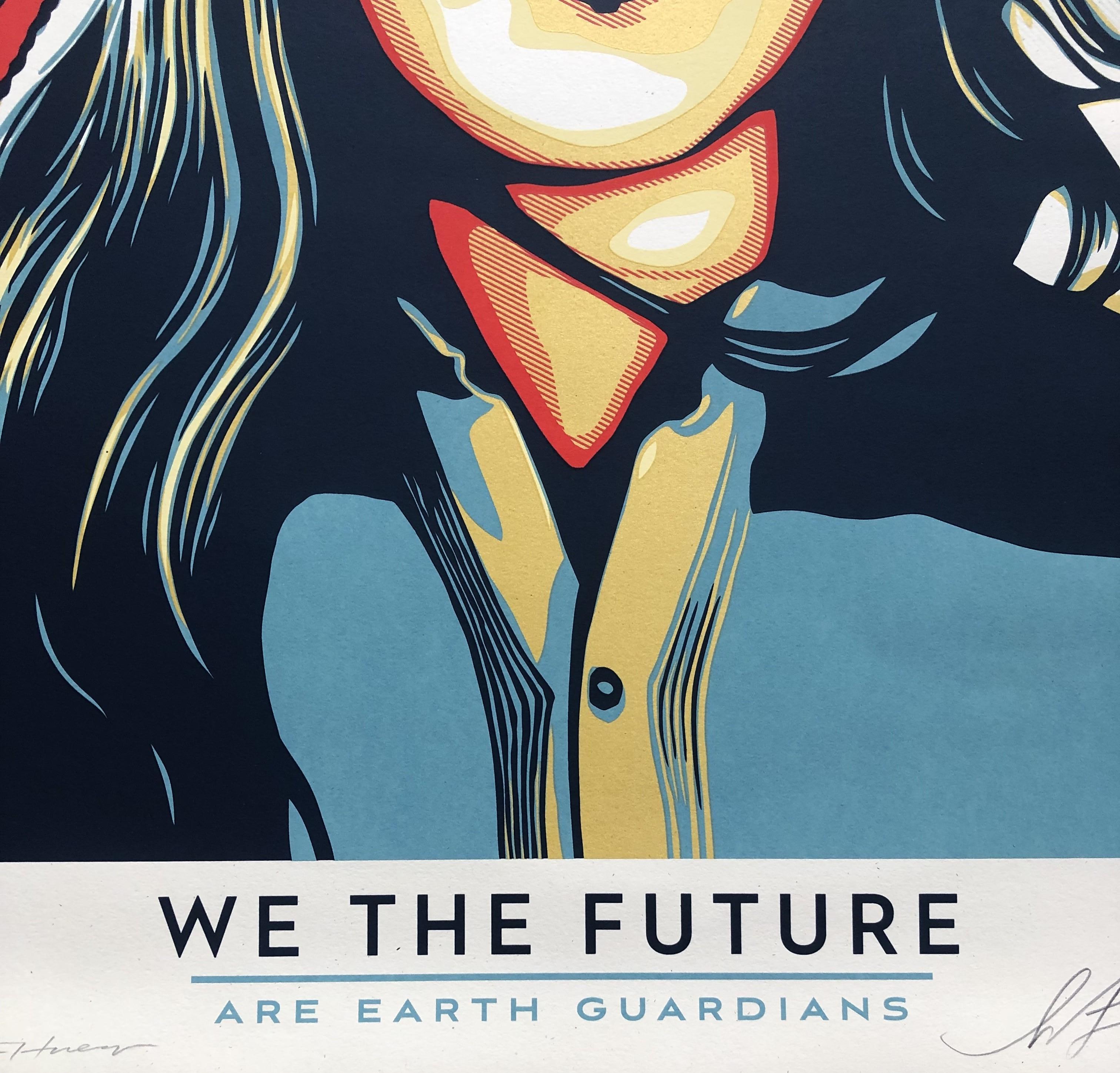 We The Future - Young Man - Original Serigraph Handsigned Numbered - Black Portrait Print by Shepard Fairey