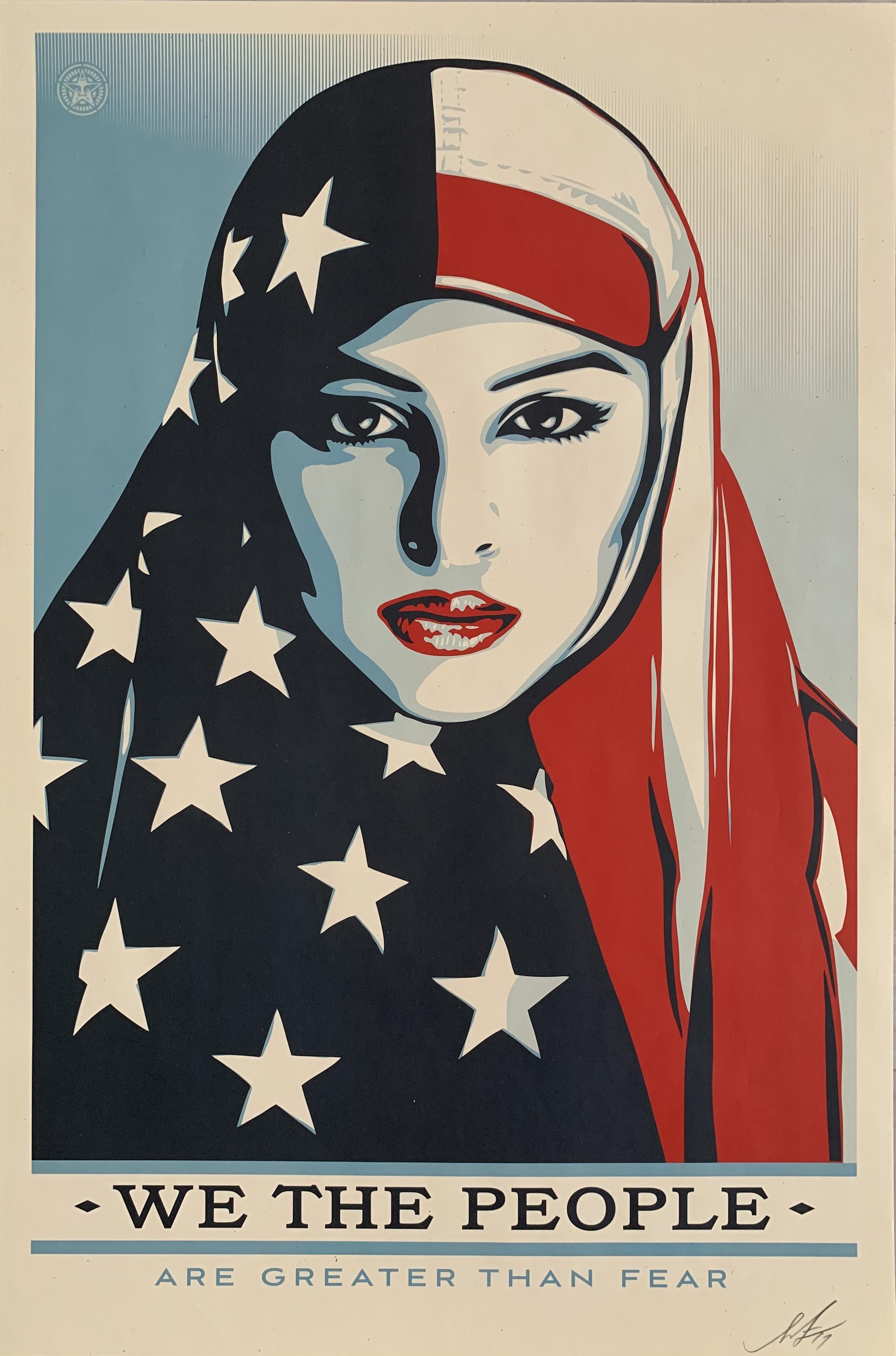 WE THE PEOPLE (2017) Siglato e datato dall'artista - Portrait Print Beige di Shepard Fairey