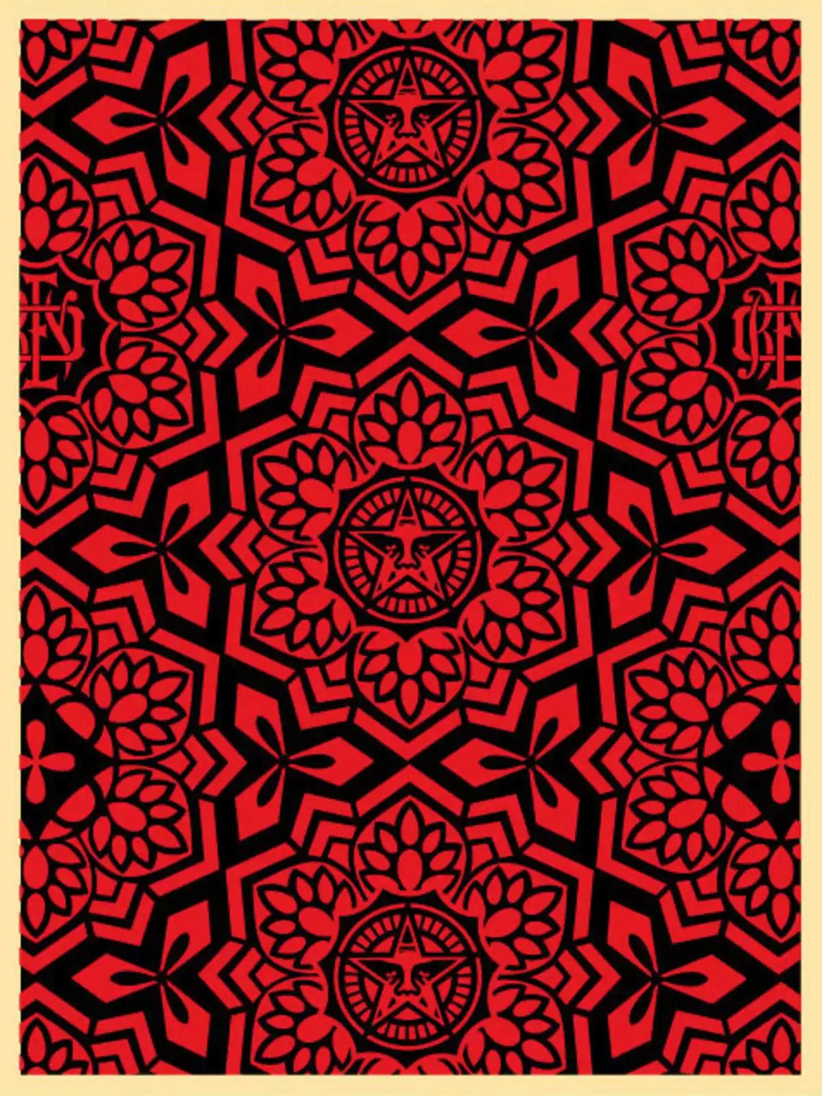 Shepard Fairey Abstract Print - "Yen Pattern" (black & red)