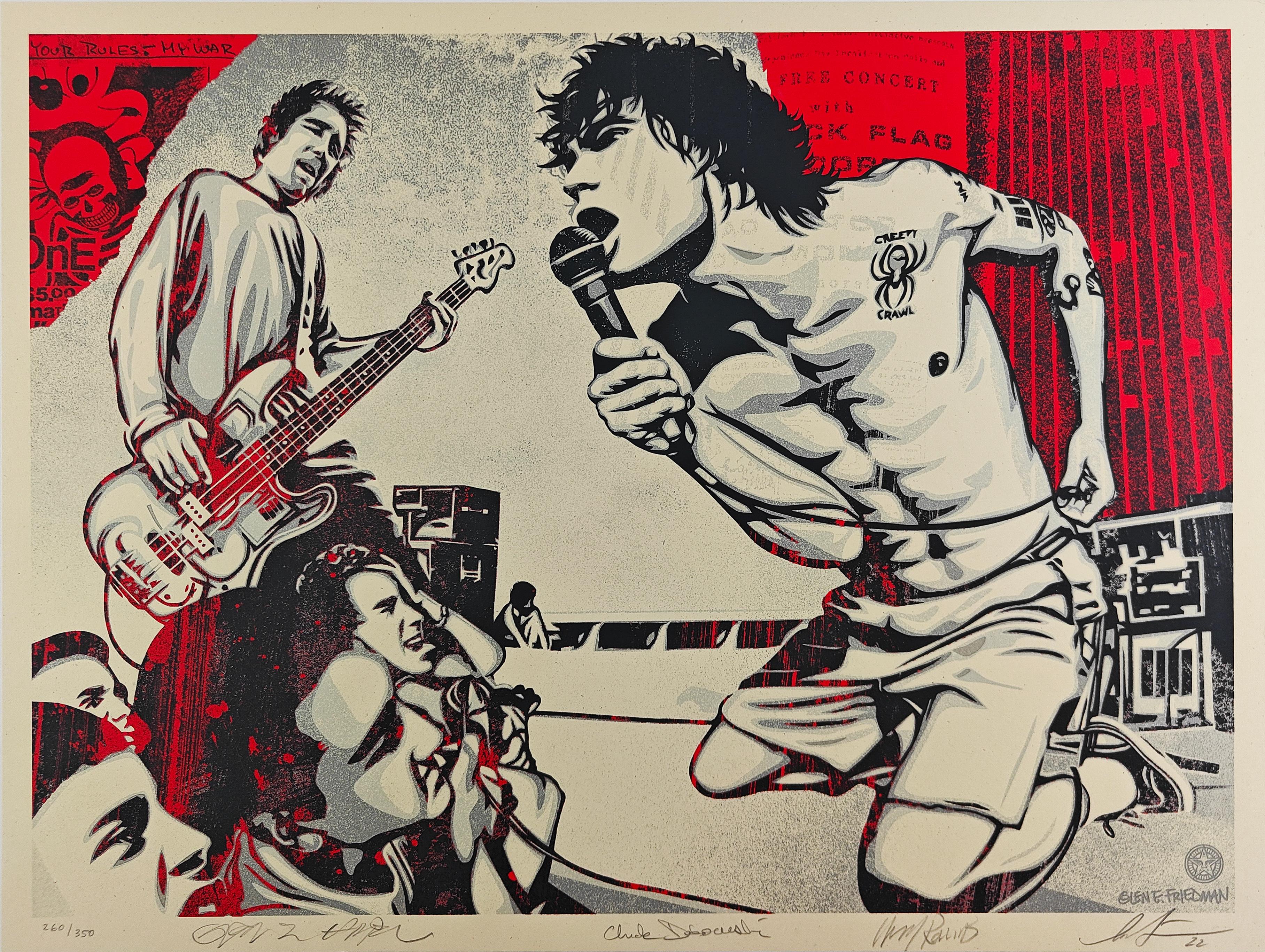 Your Rules My War (Red)
24 inches by 18 inches
Edition of 350
2022

117/350

From Shepard - "The band Black Flag probably made the biggest impact on me in terms of the intensity of their music, lyrics, art, and DIY ethos. Black Flag scared me but