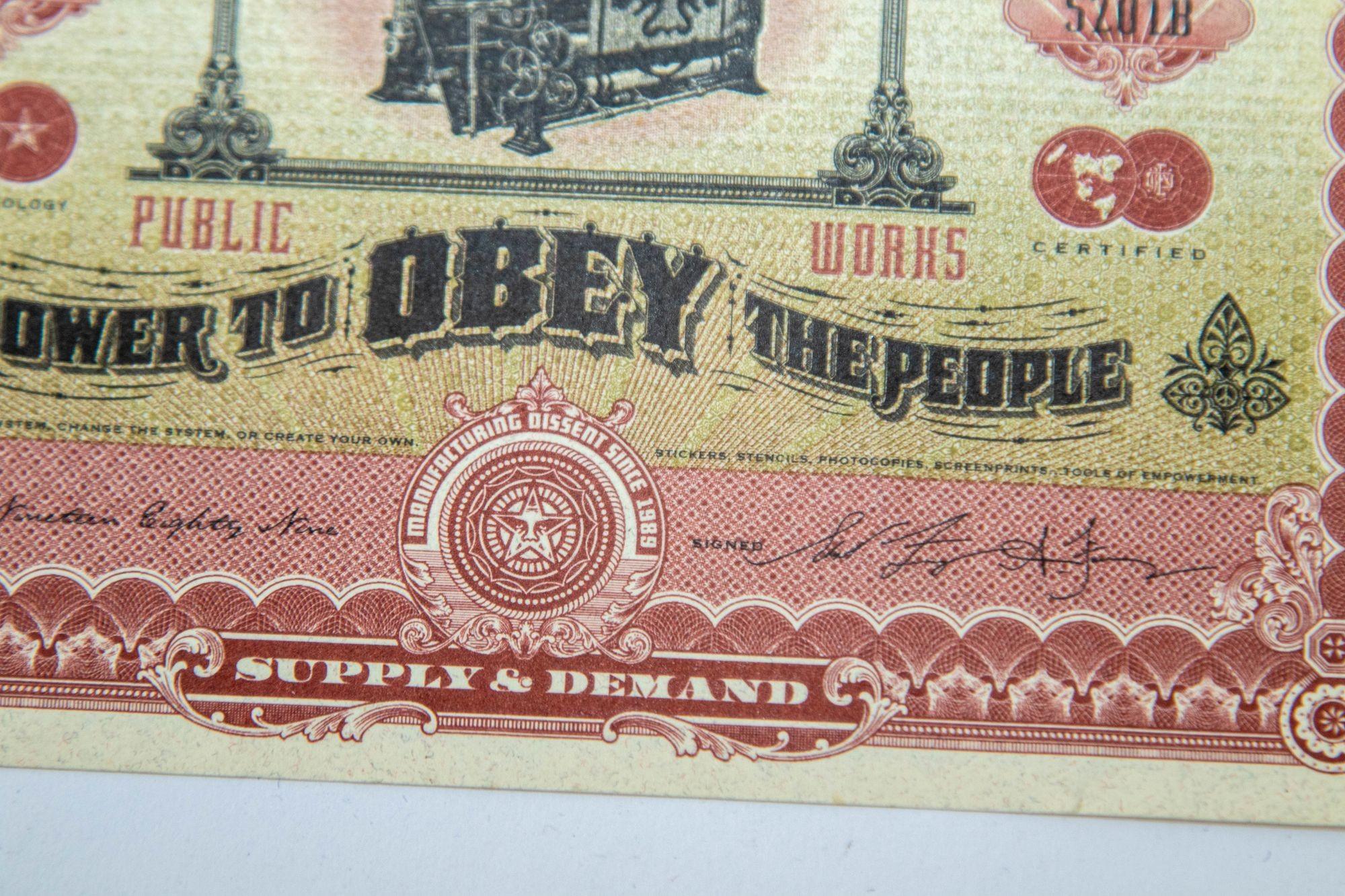 Shepard Fairey „Two Sides of Capitalism“ 2007 Sammlerbank Notiz im Angebot 2