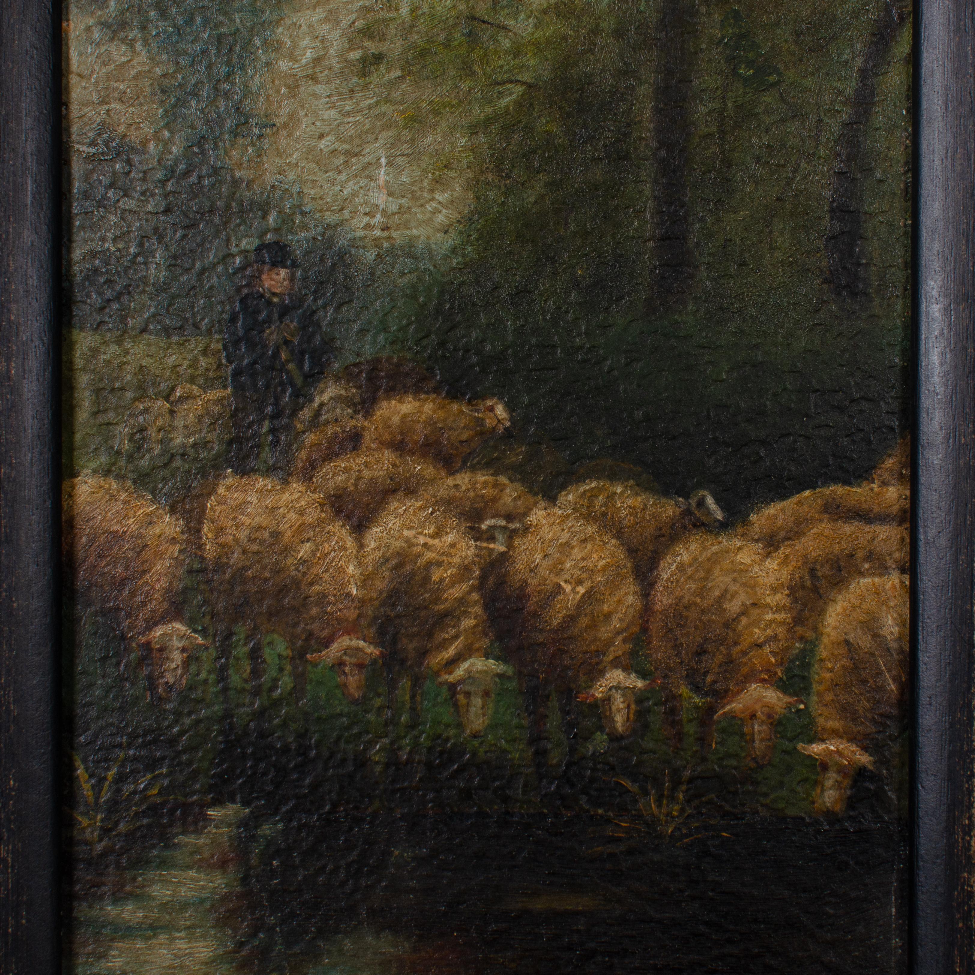 Pintura Pastor y rebaño, 1917 en Bueno estado para la venta en Savannah, GA