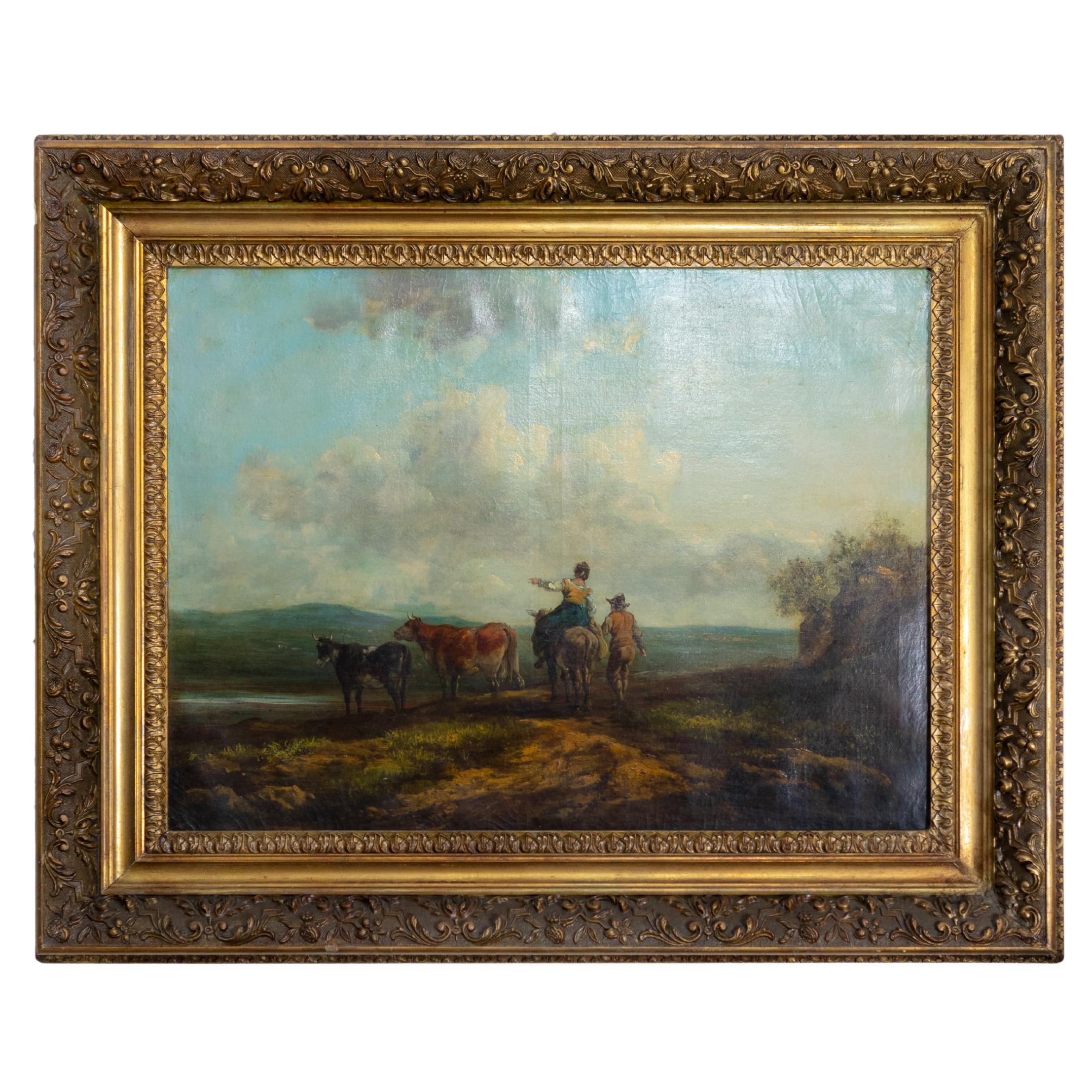 Pastor Barbizon Pintura al óleo, Según Charles Ceramano