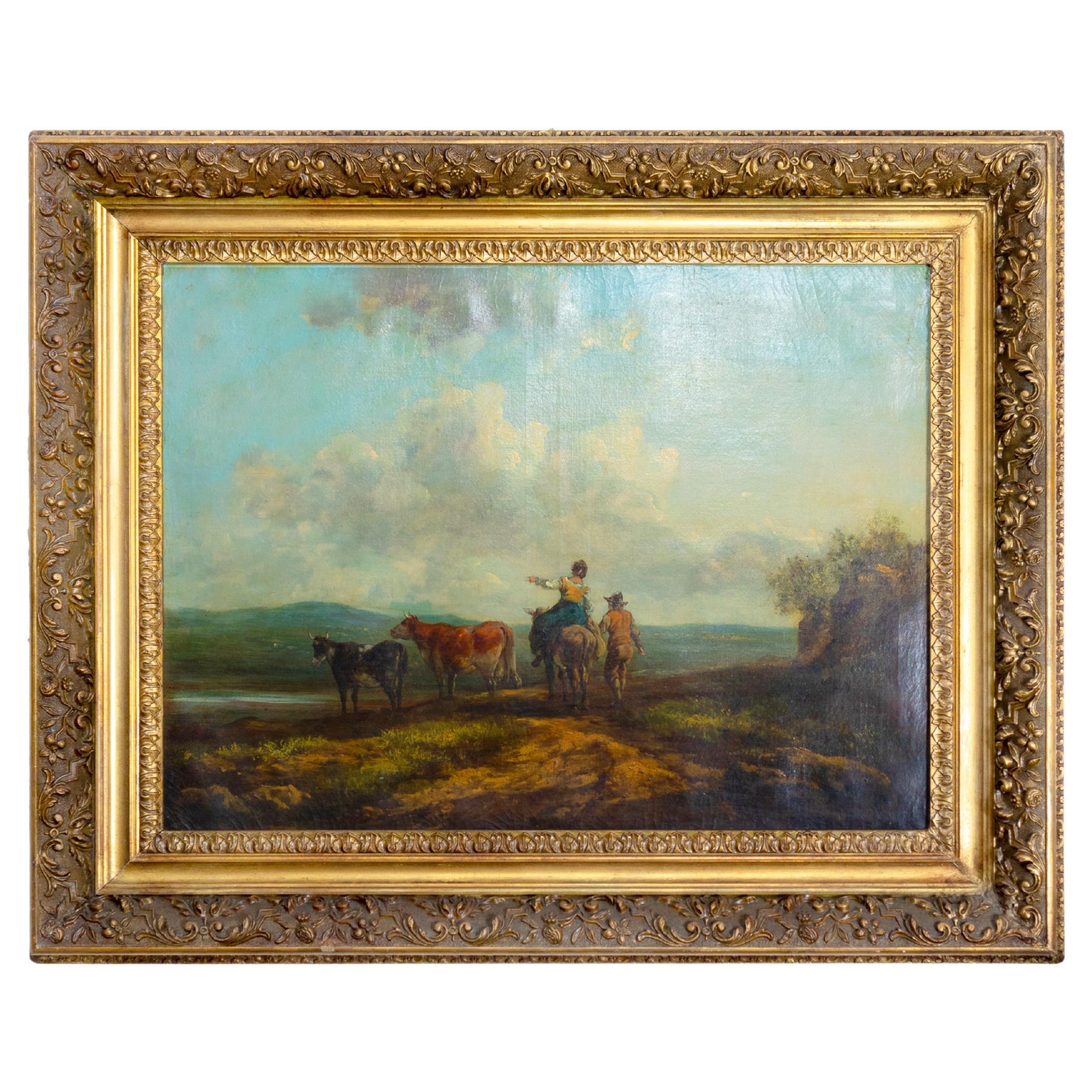 The Barque of Dante Oil Painting After Eugéne Delacroix For Sale at 1stDibs
