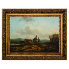 Shepherd Barbizon Oil Landscape Painting, After Charles Ceramano