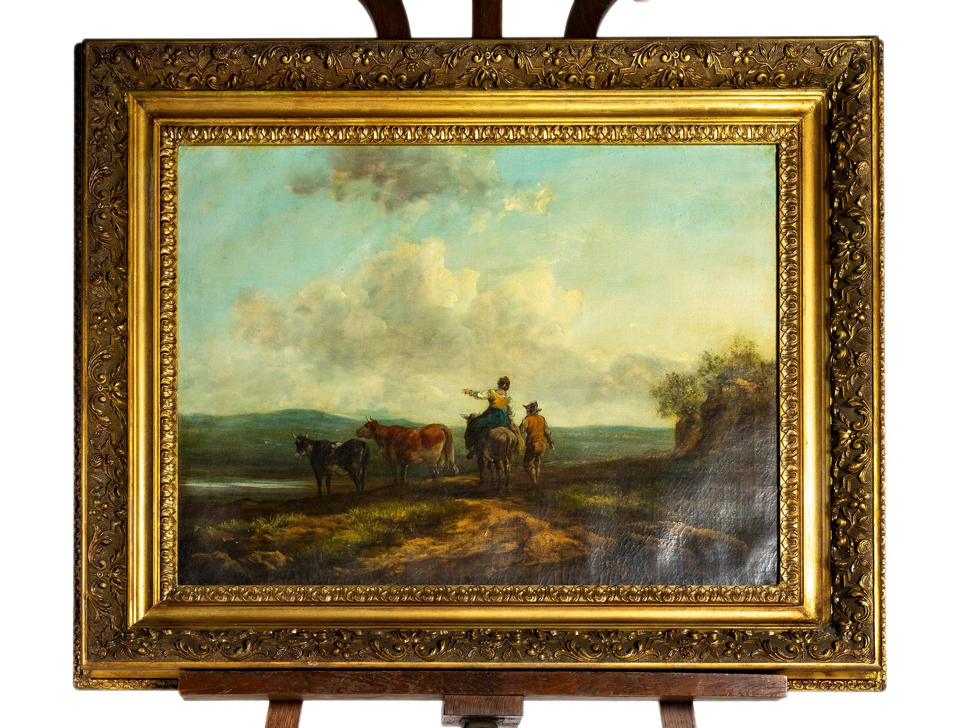 Shepherd Barbizon Oil Landscape Painting, After Charles Ceramano (Belgisch) im Angebot