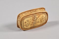 Boîte de berger, en corne ou en bois sculpté, Espagne, 1822