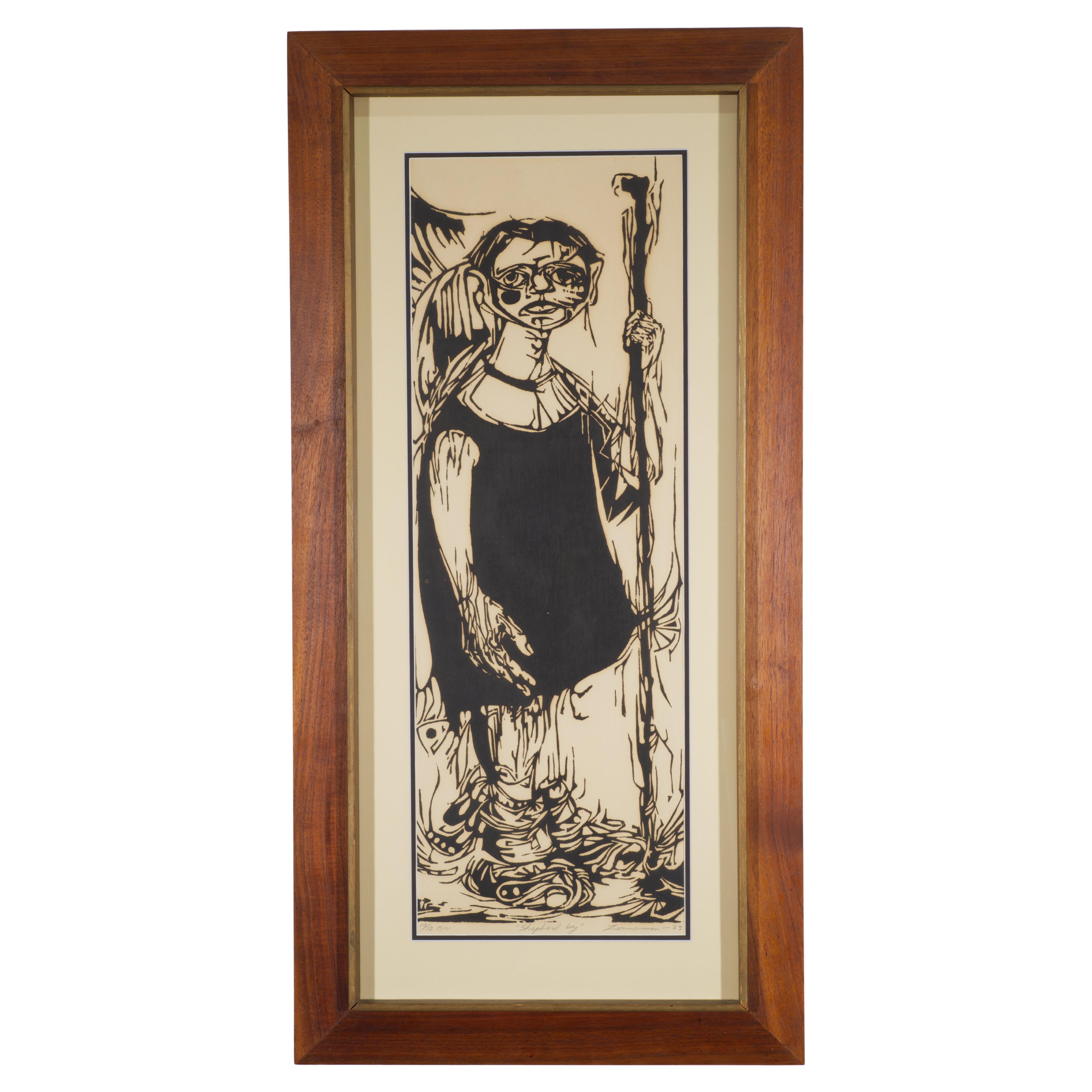 „Shepherd Boy“ von Zimmermann, limitierte Auflage von B&W-Druck 10/12, 1963 im Angebot