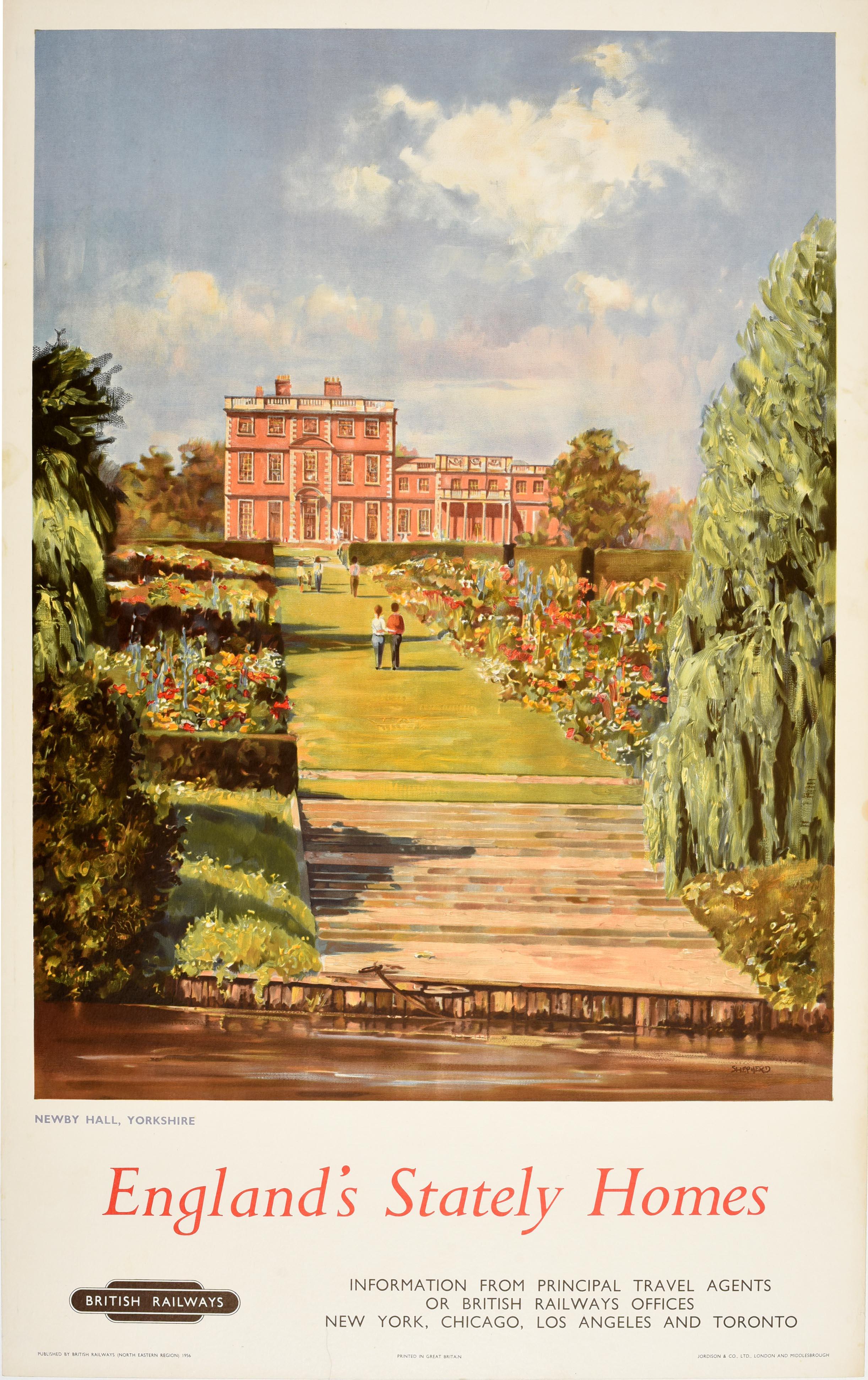 Shepherd Print - Original Vintage British Railways Poster England Stately Homes Newby Yorkshire