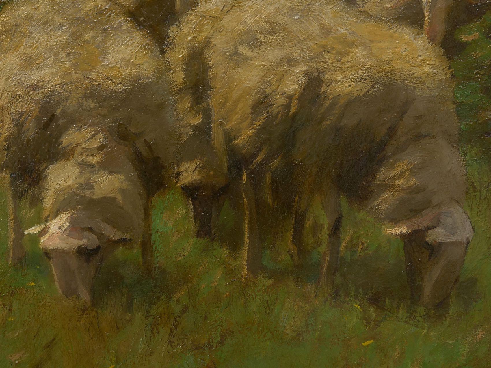 Shepherd W/ Sheep Barbizon Oil Painting by Francois Ter Meulen 10