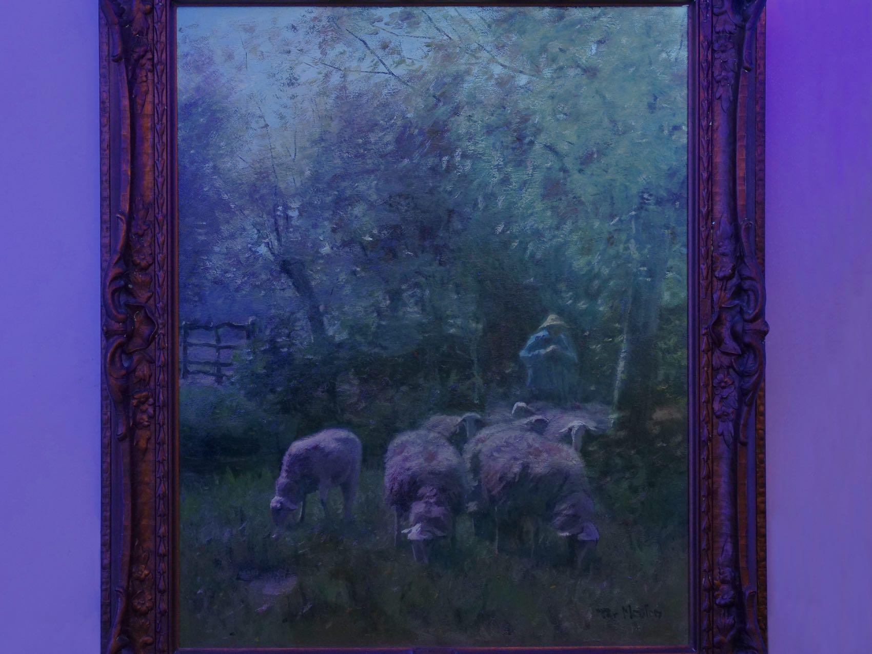 Shepherd W/ Sheep Barbizon Oil Painting by Francois Ter Meulen 13