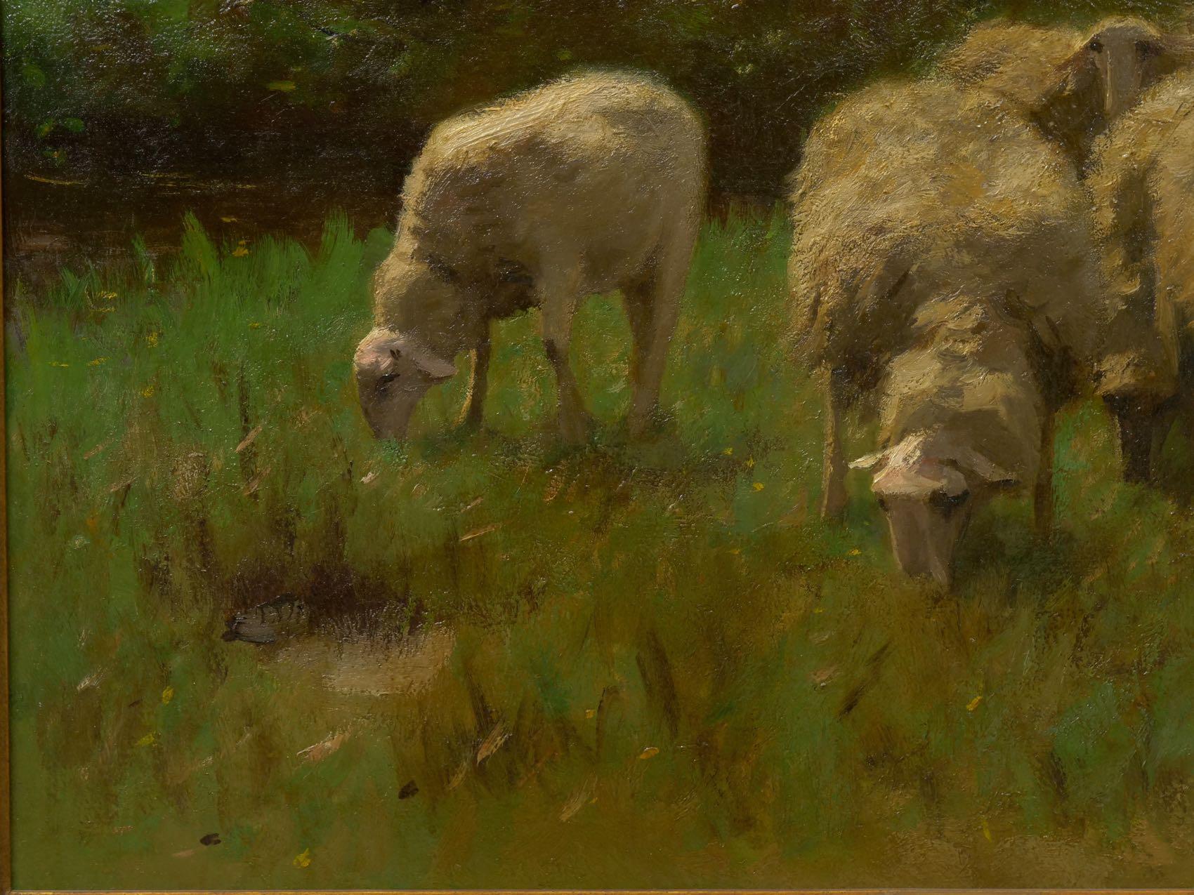 Shepherd W/ Sheep Barbizon Oil Painting by Francois Ter Meulen 2