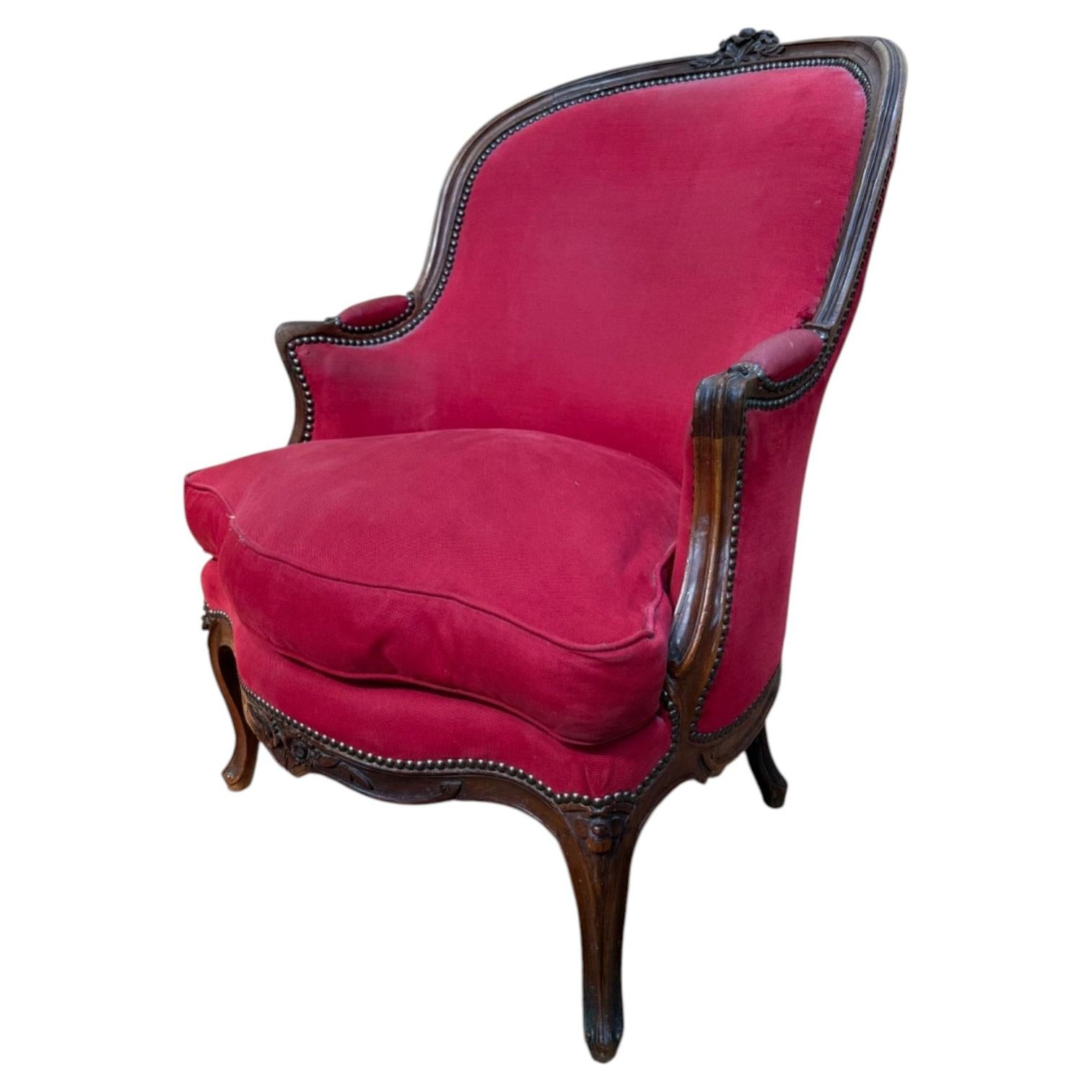 Schäferin Gondel - Louis XV Stil - Nussbaum geschnitzt - Bronze Nägel im Angebot