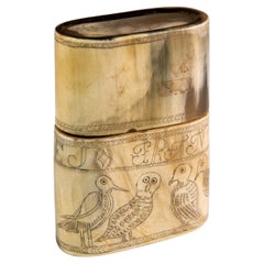 Shepherd's box or snuff box. Carved antler or horn. Spain, 19th century.