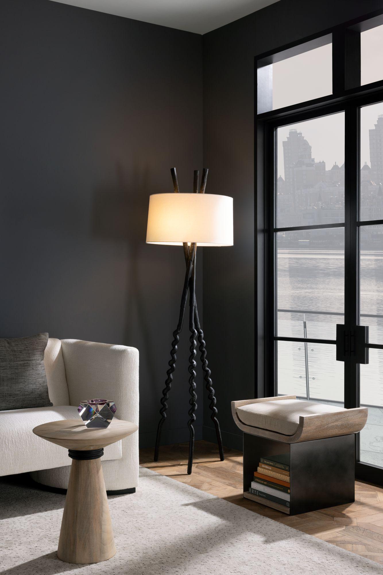 Lámpara de pie Shepherd GDPFI01-SH004 - Negro, Hierro Lino en venta