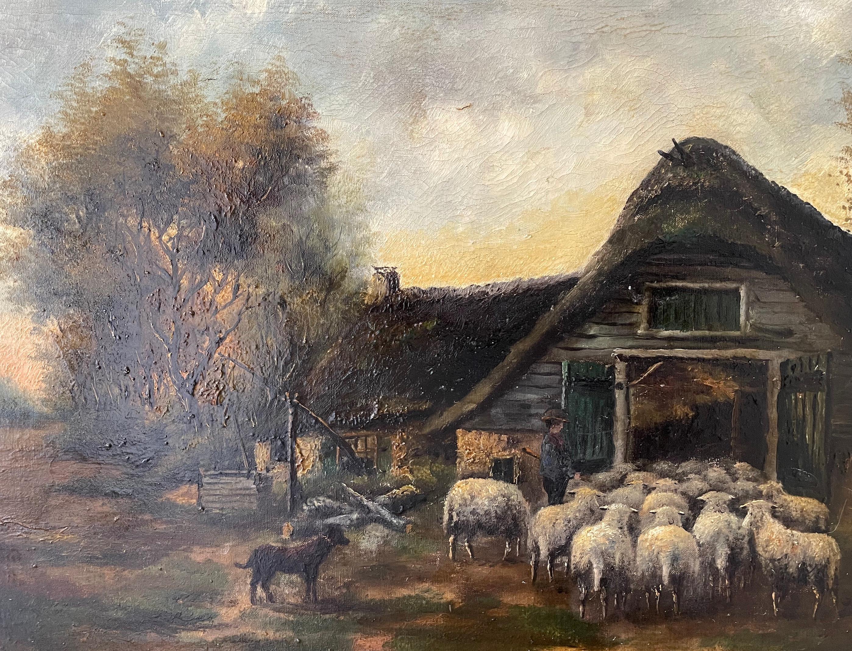 For nature lovers and countryside enthusiasts! We are pleased to present a magnificent painting depicting a pastoral scene imbued with serenity and beauty. This captivating painting transports you into the heart of a peaceful evening, where the
