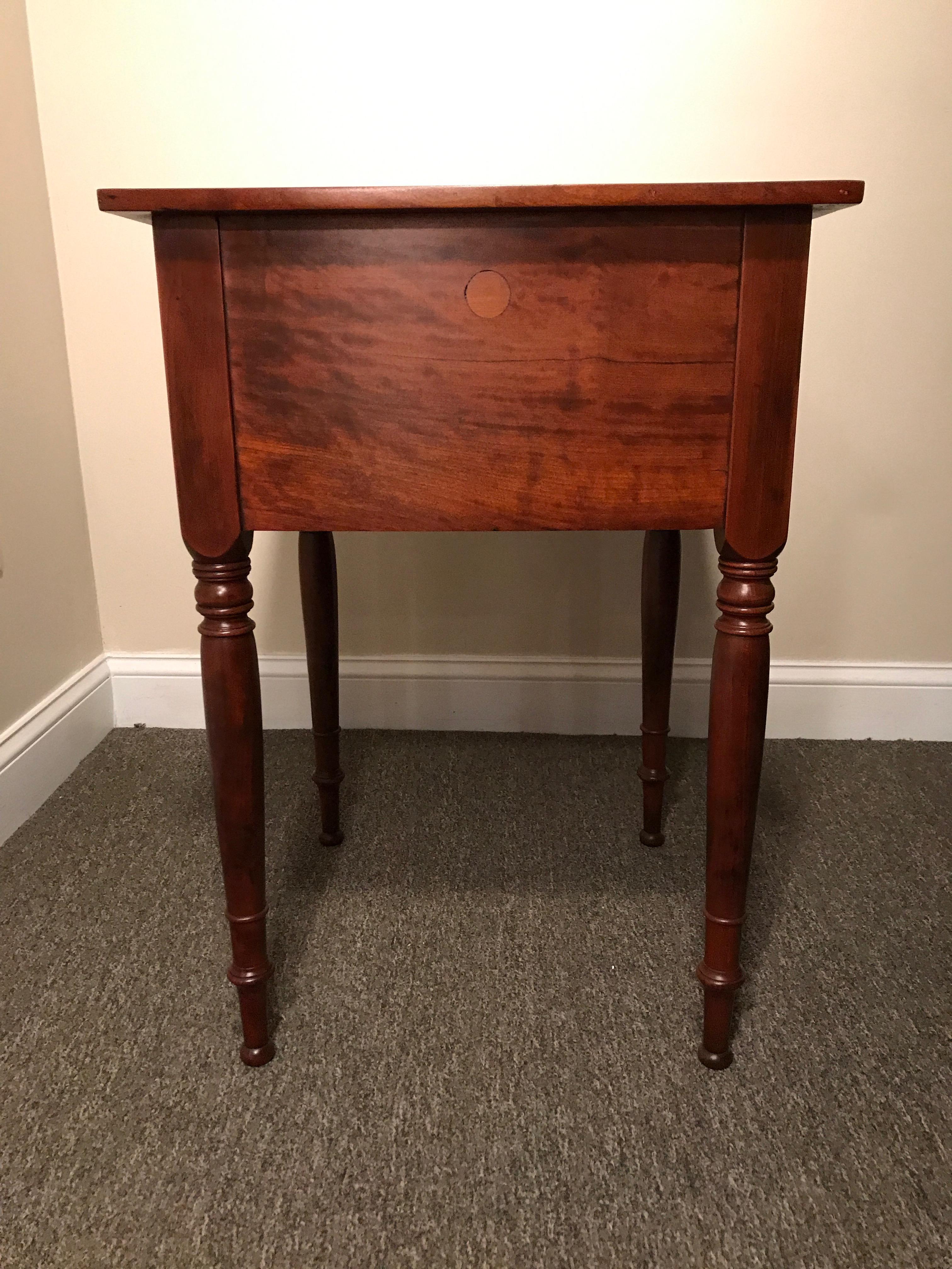 Turned Sheraton 2-Drawer Stand in Cherry, circa 1820 North Shore, Massachusetts For Sale